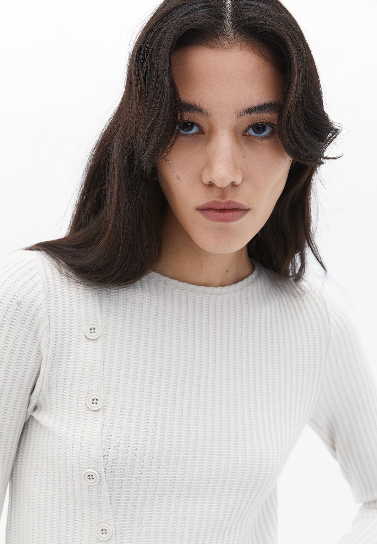 Sweater With Button Details And Boat Neckline - FRENCH OAK