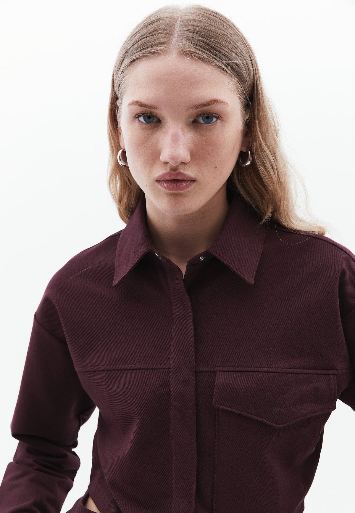 Long Sleeved Pocket Detailed Crop Sweatshirt - FUDGE