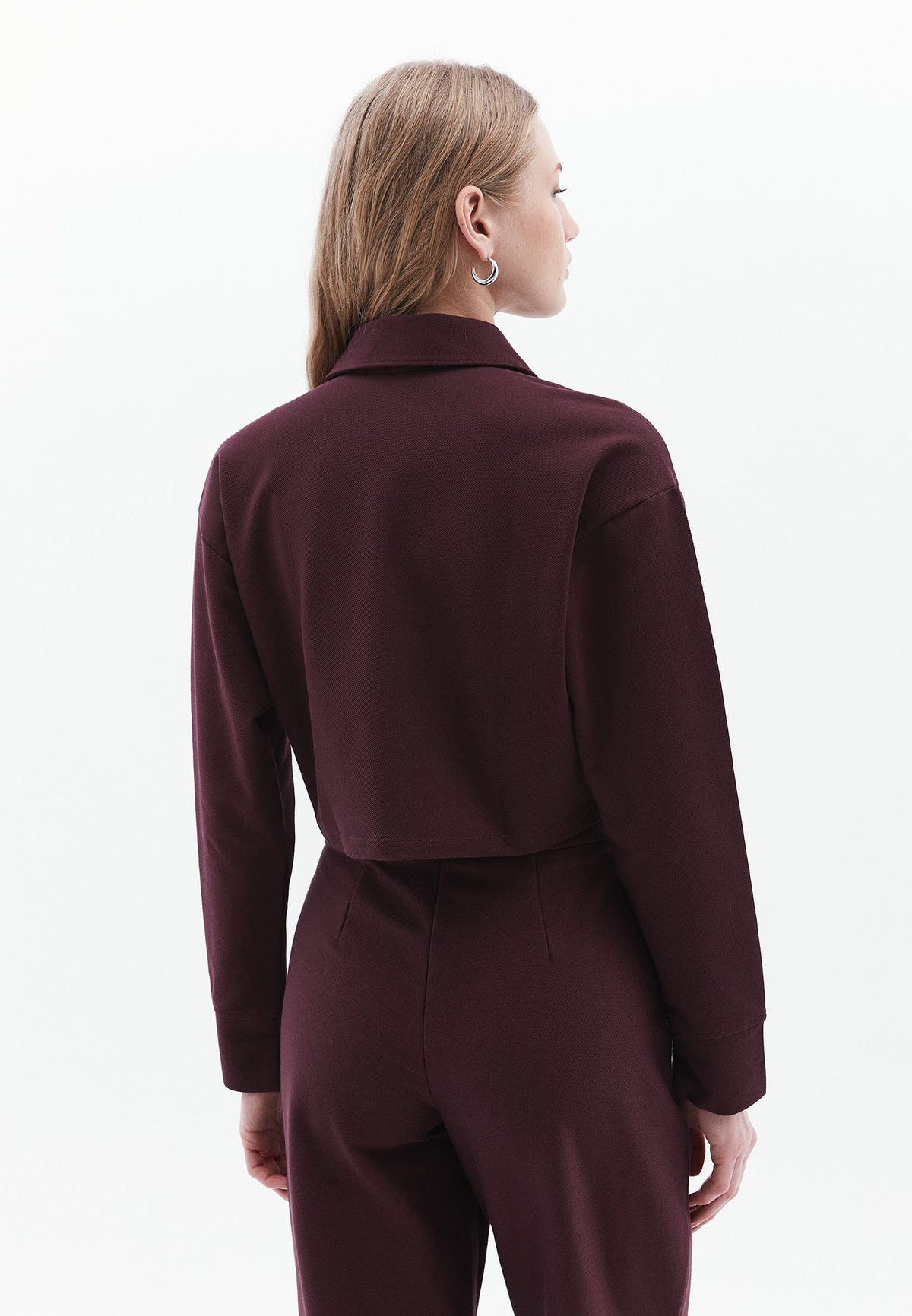 Long Sleeved Pocket Detailed Crop Sweatshirt - FUDGE