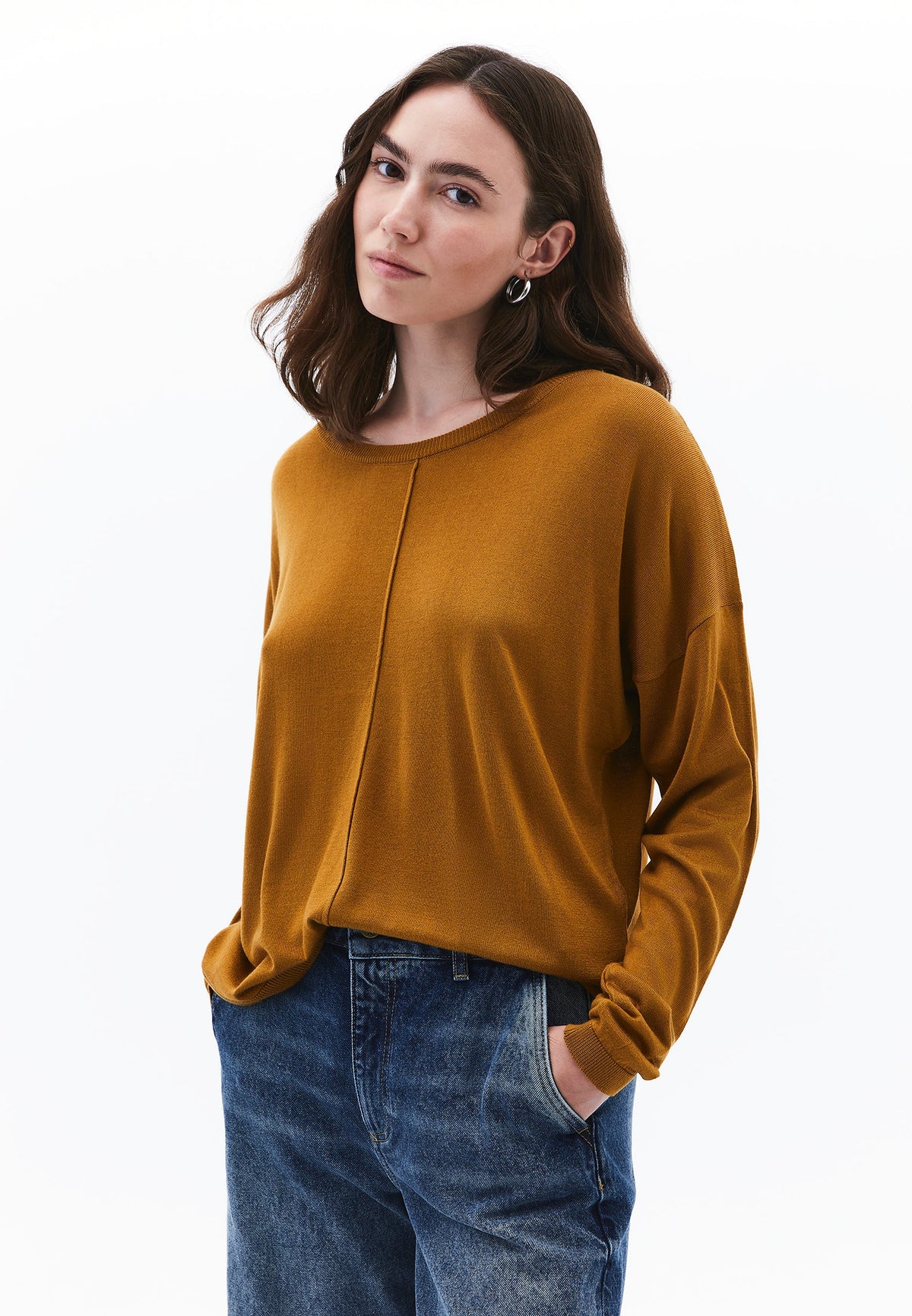 Winter Boat Neck Sweater - GOLDEN BROWN