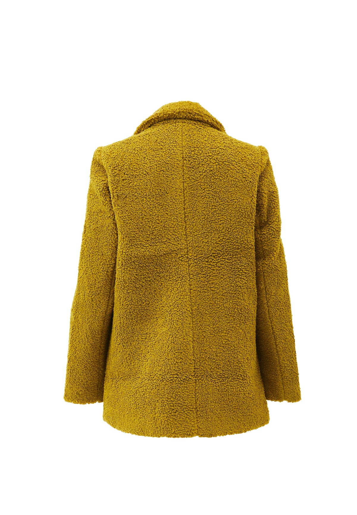 Boucle Fabric Buttoned Oversize Blazer Jacket - GOLDEN OLIVE