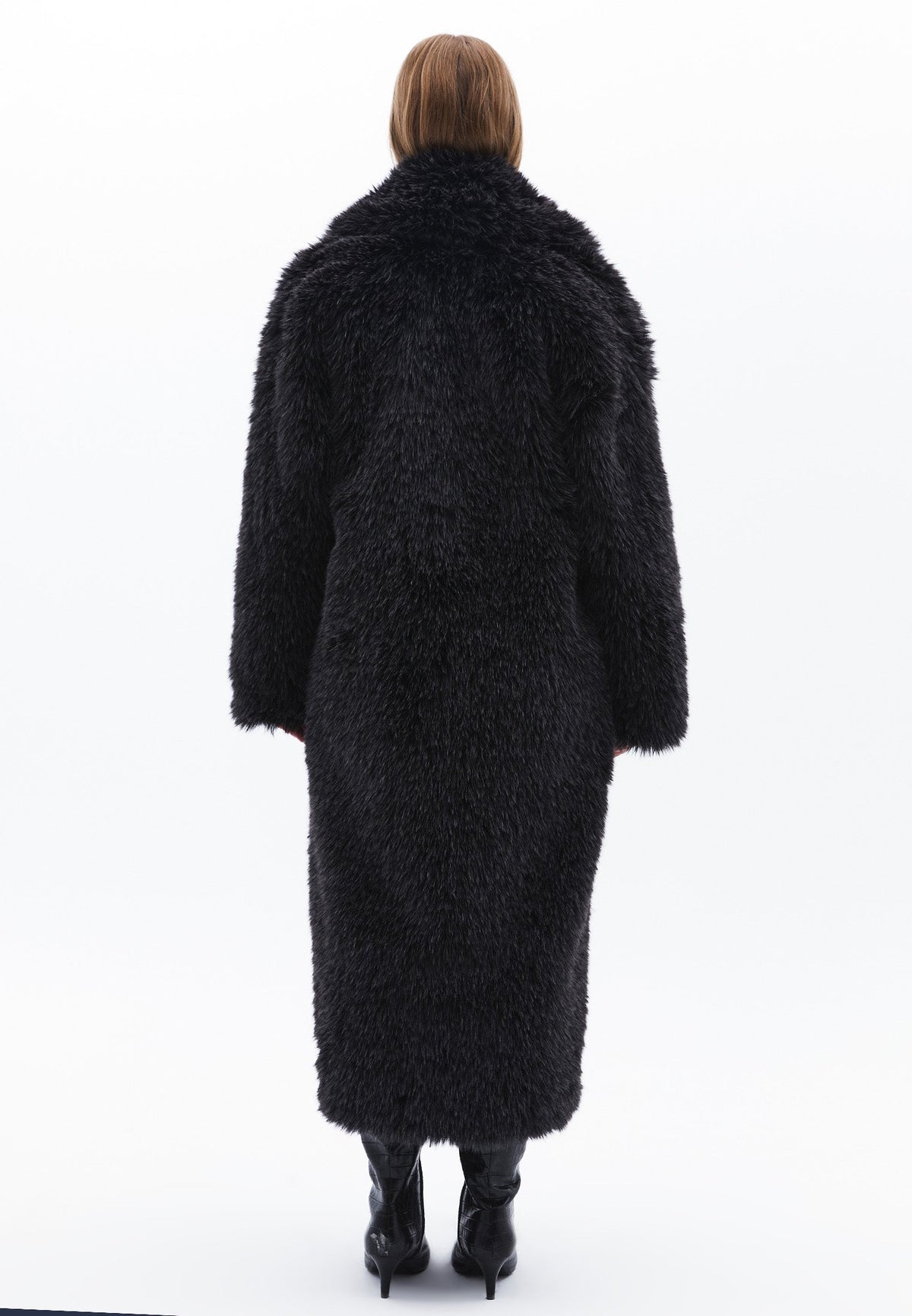 Shawl Collar Long Coat - GRAY PINSTRIPE