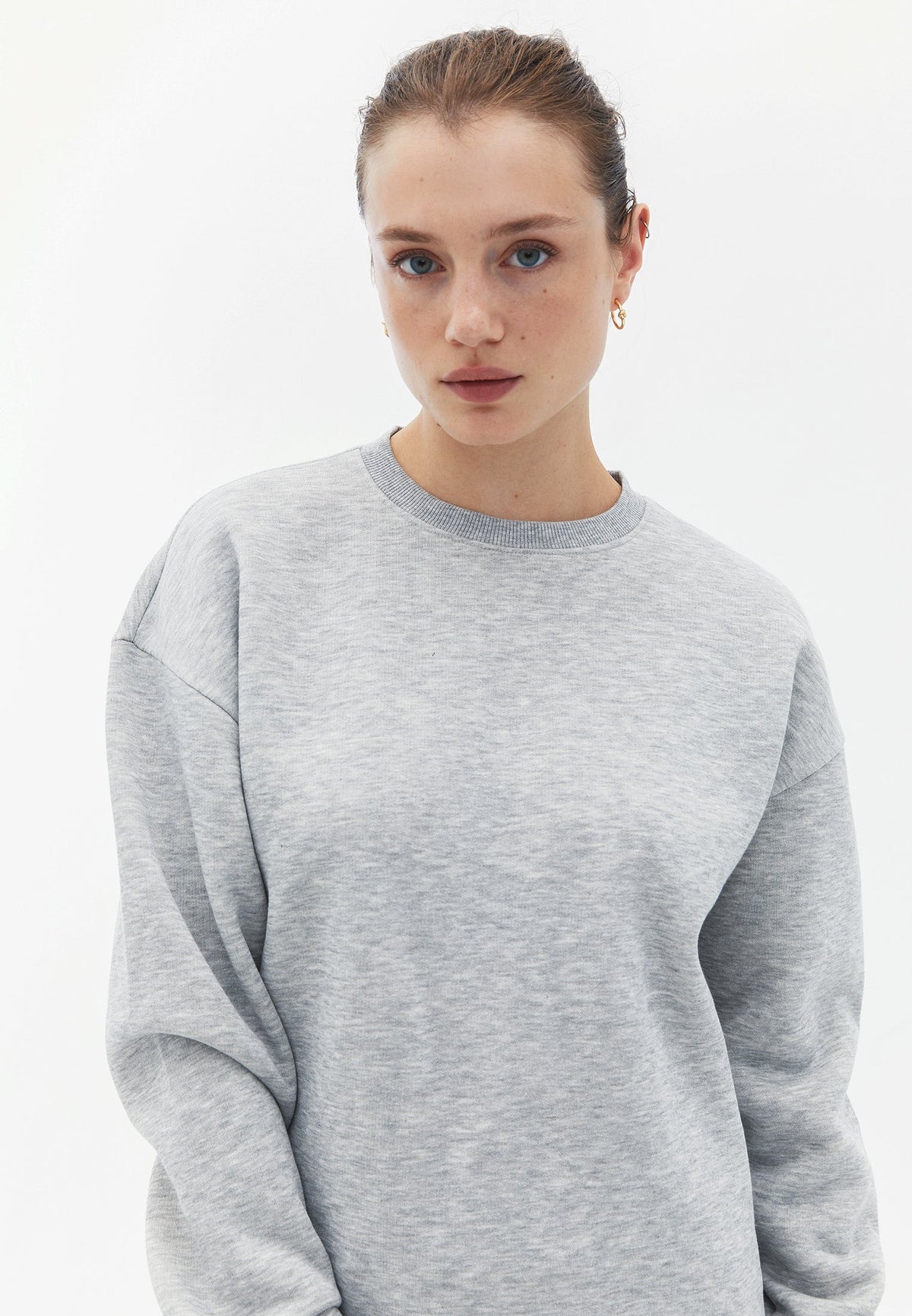 Crew Neck Sweatshirt - GREY MELANGE