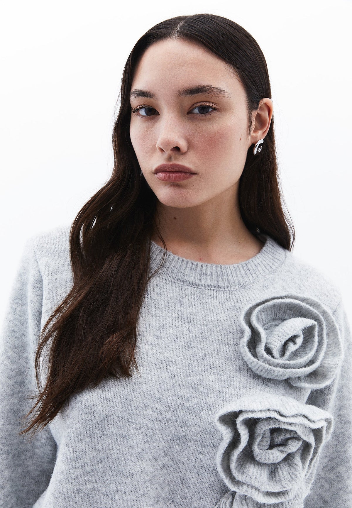Crew Neck Sweater - GREY MELANGE