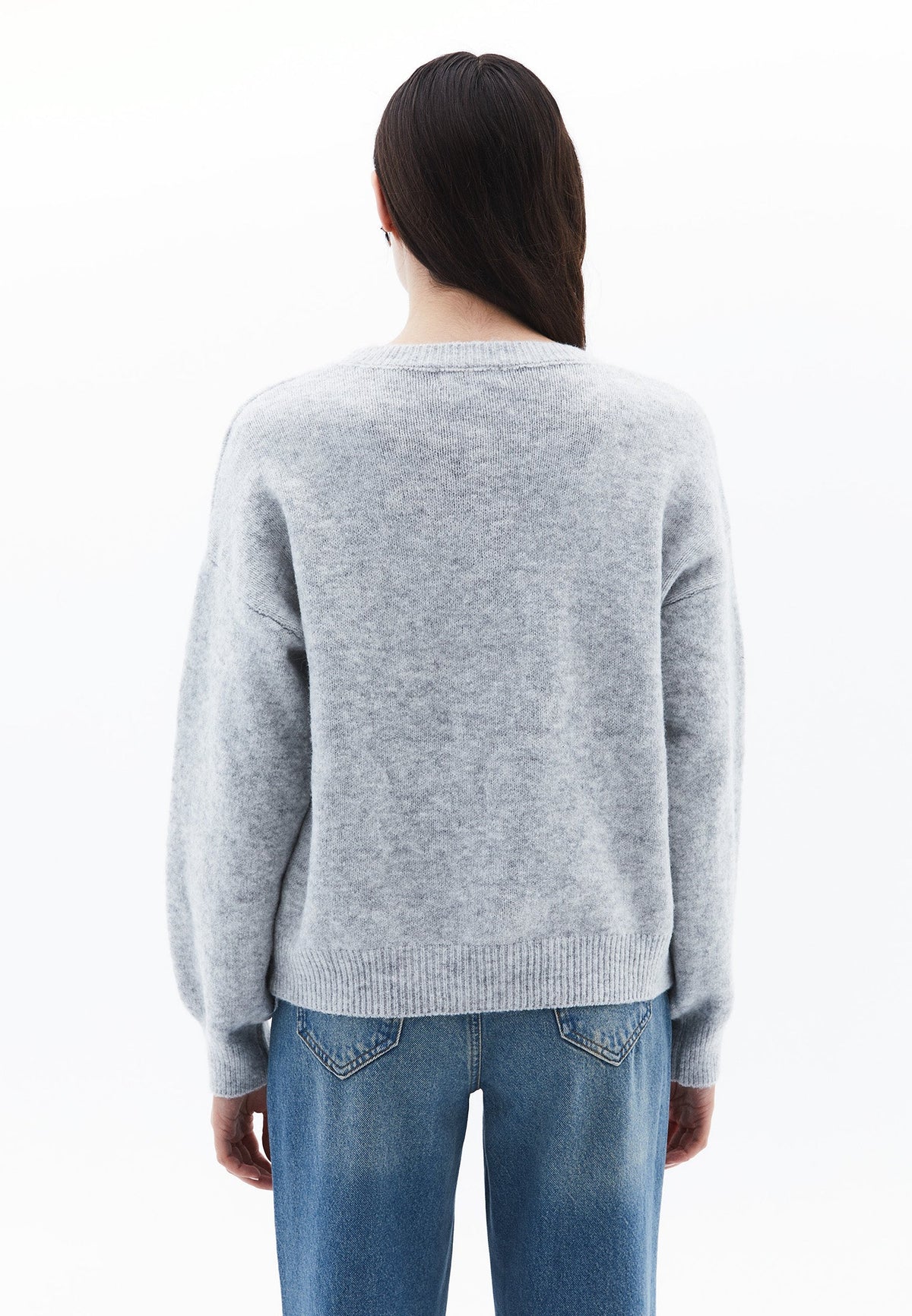 Sweater With Bow Detail And Crew Neck - GREY MELANGE
