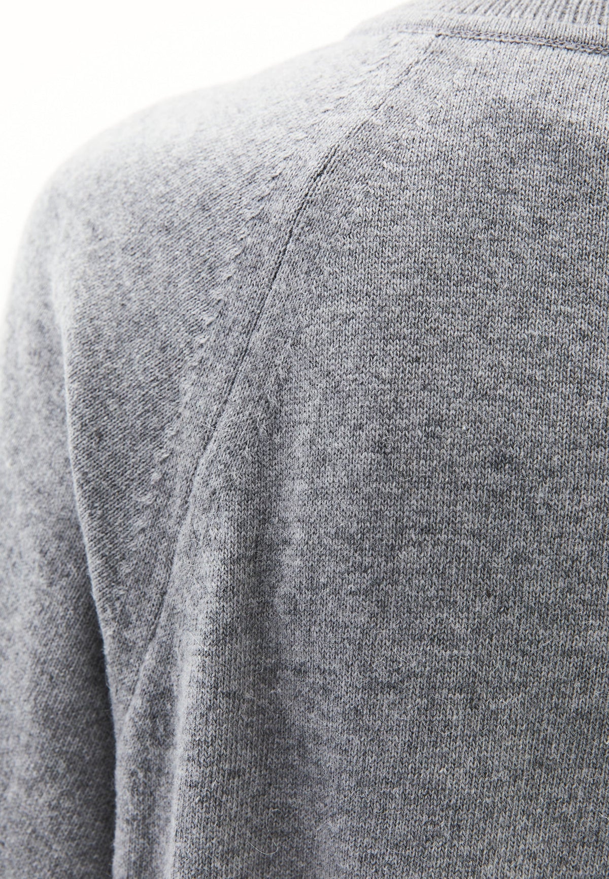 V Neck Raglan Sleeve Knit Sweater - GREY MELANGE