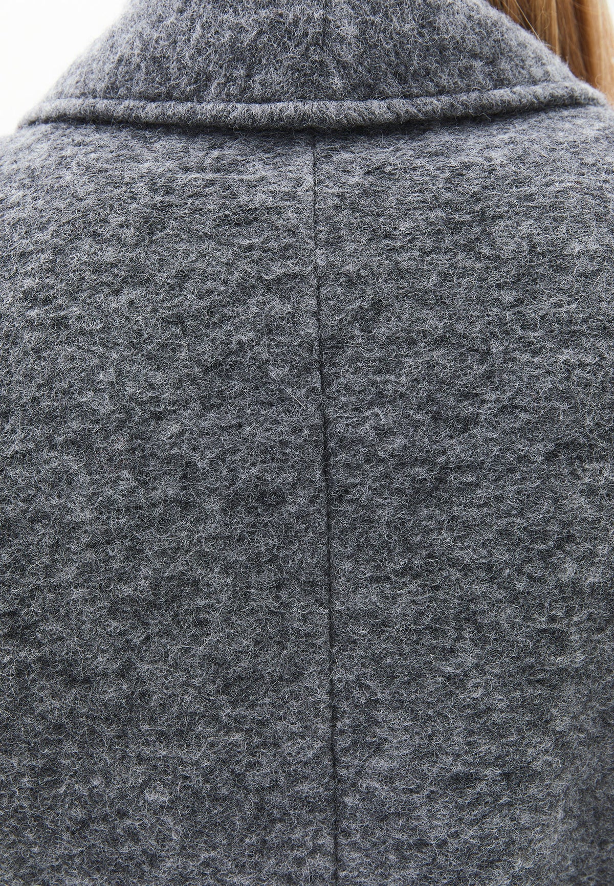 Long Coat With Shawl Collar And Belt Detail - GREY MELANGE