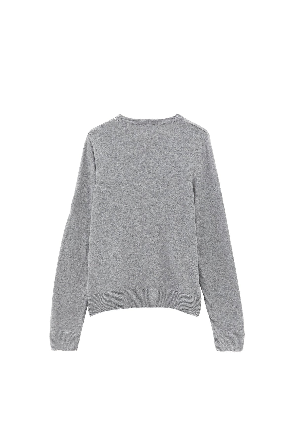 Crew Neck Long Sleeve Sweater - GREY MELANGE