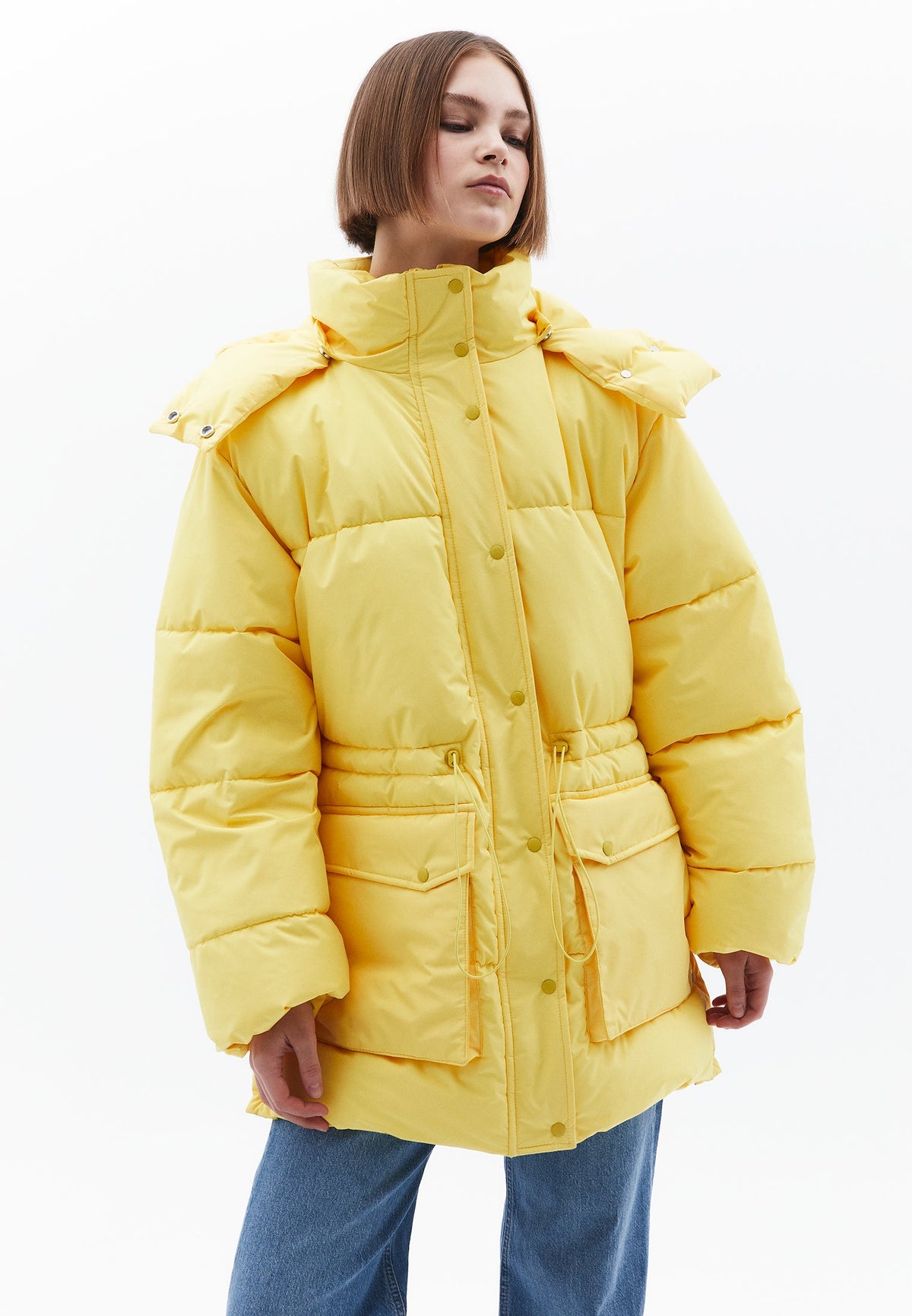Midi Length Hooded Coat - HABANERO GOLD