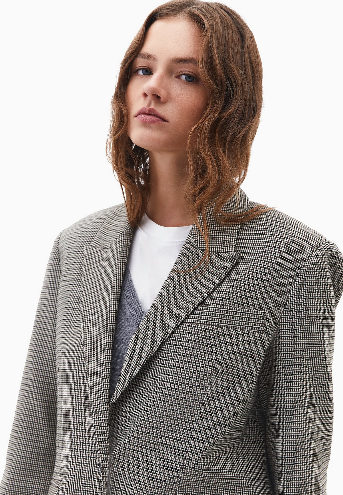 Pocket Detailed Boyfriend Blazer Jacket - HOUNDSTOOTH COMB