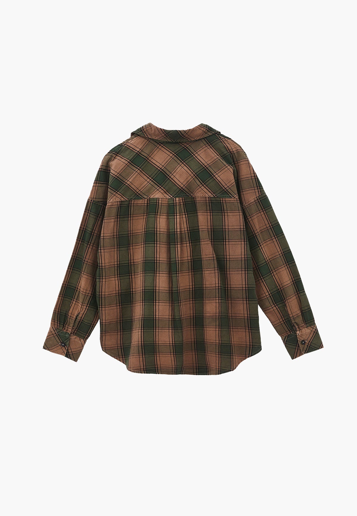 Oversized Buttoned Long Sleeve Shirt - HUNTER GREEN CHECK