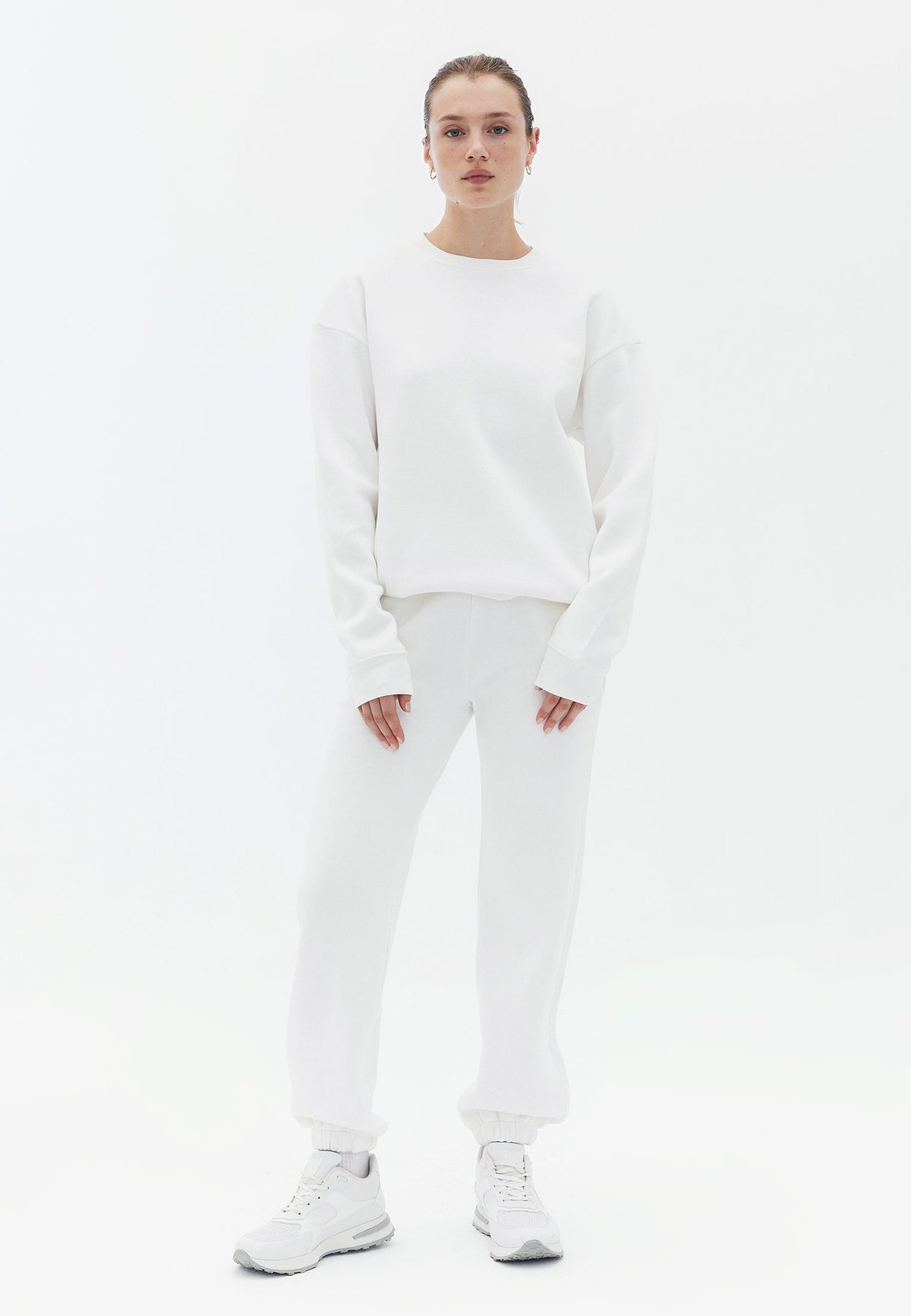 High Waisted Jogger Pants With Pocket Detail - ICE MILK