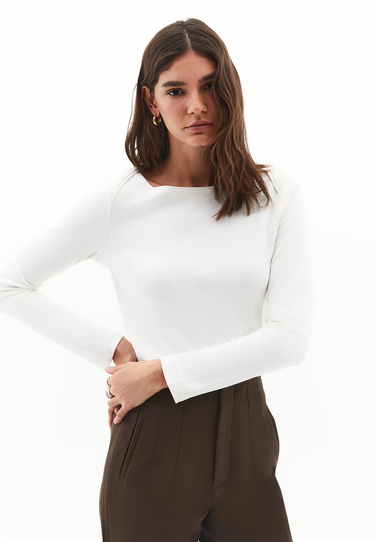 Boat Neck T-Shirt - ICE MILK