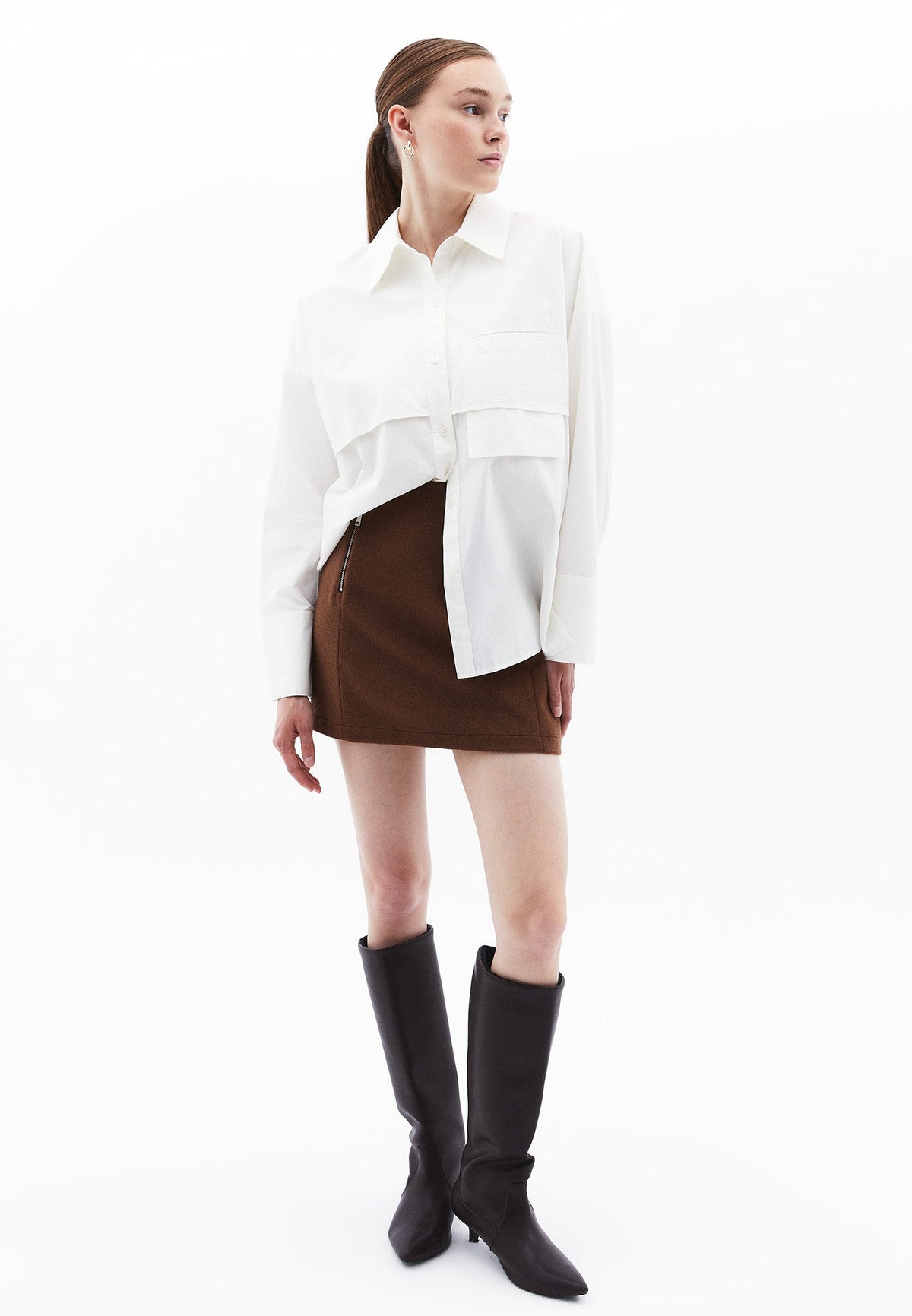 Loose Fit Tunic Shirt With Pocket Detail - ICE MILK
