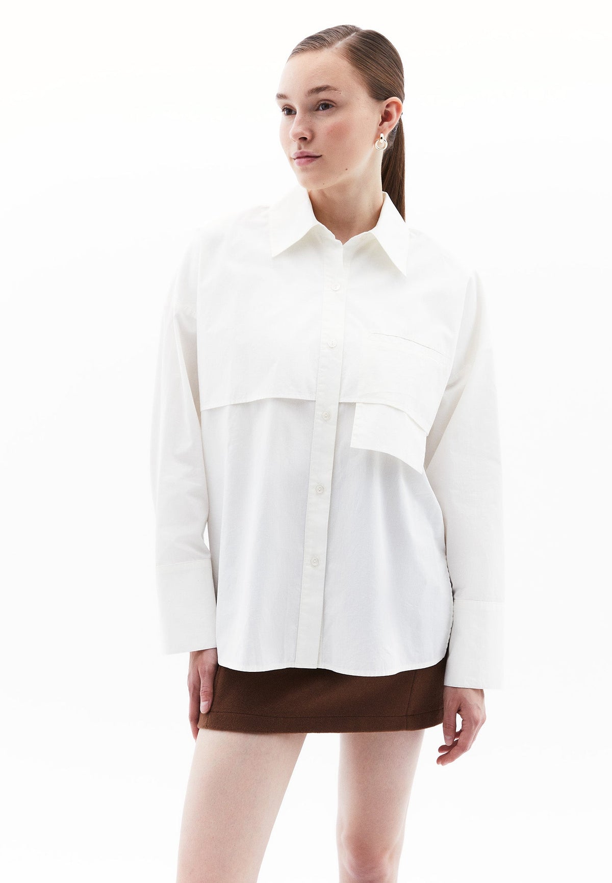 Loose Fit Tunic Shirt With Pocket Detail - ICE MILK