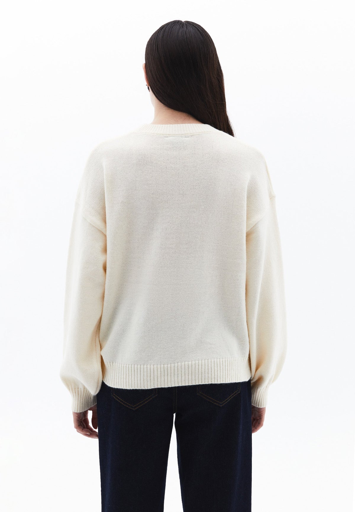 Stone Detailed Crew Neck Sweater - ICE MILK