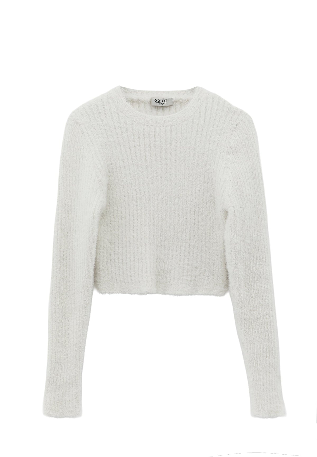 Crew Neck Long Sleeve Sweater - ICE MILK