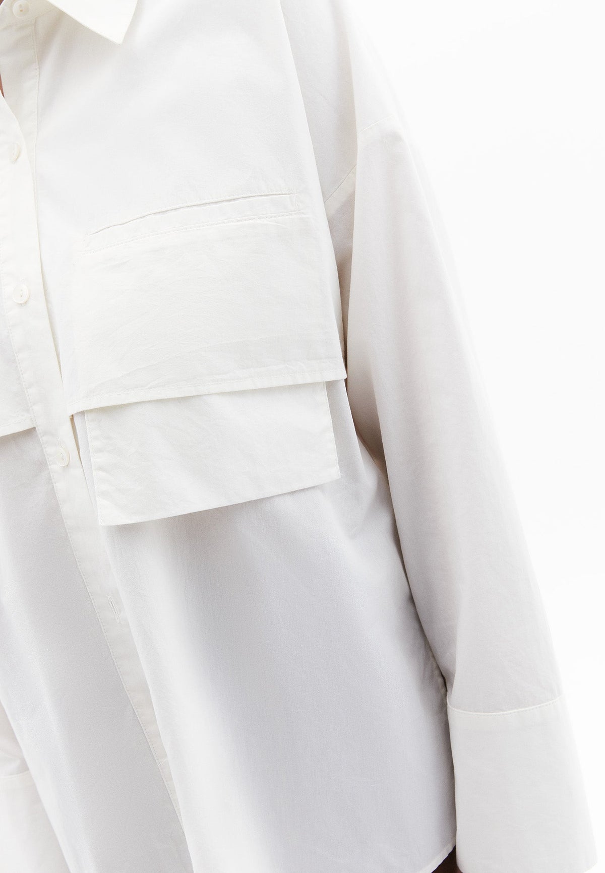Loose Fit Tunic Shirt With Pocket Detail - ICE MILK