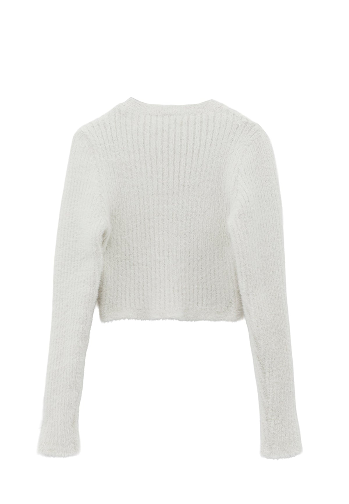 Crew Neck Long Sleeve Sweater - ICE MILK