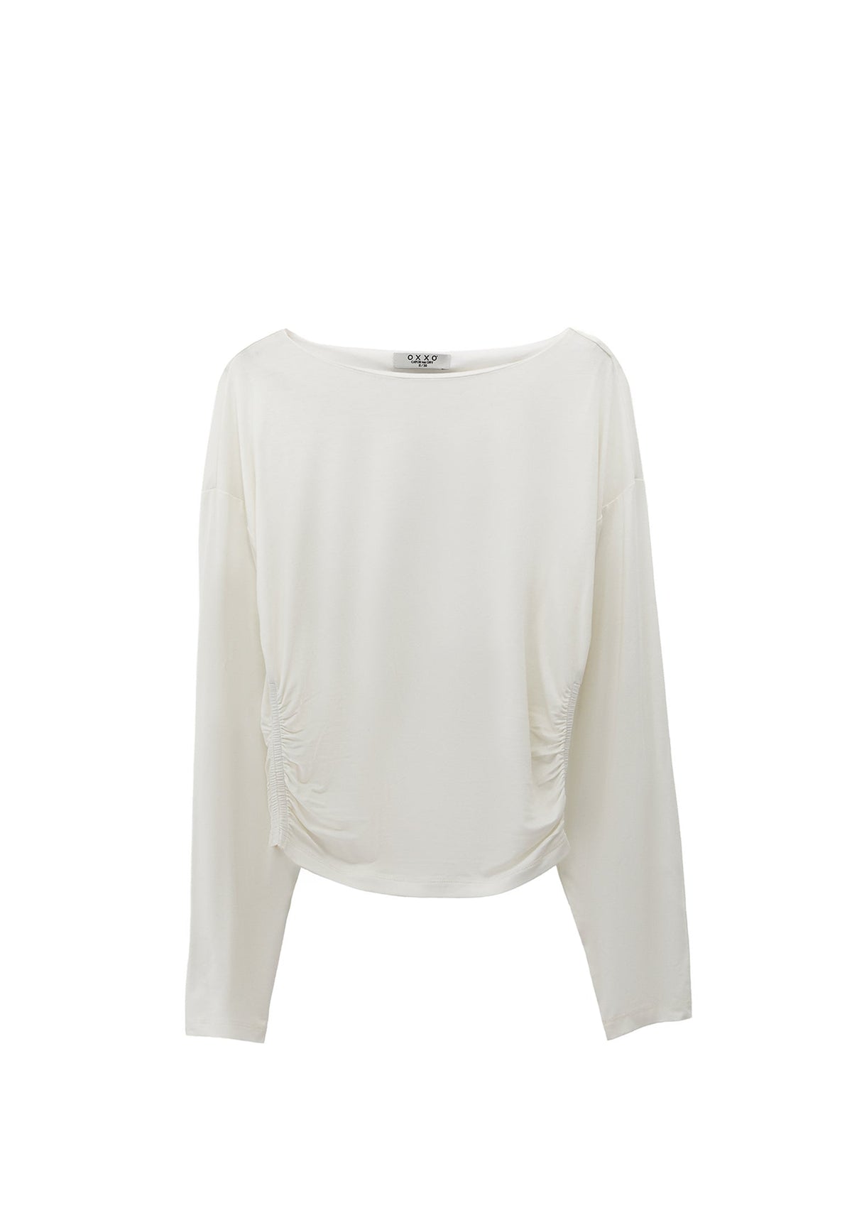 Boat Neck Long Sleeve T-Shirt - ICE MILK