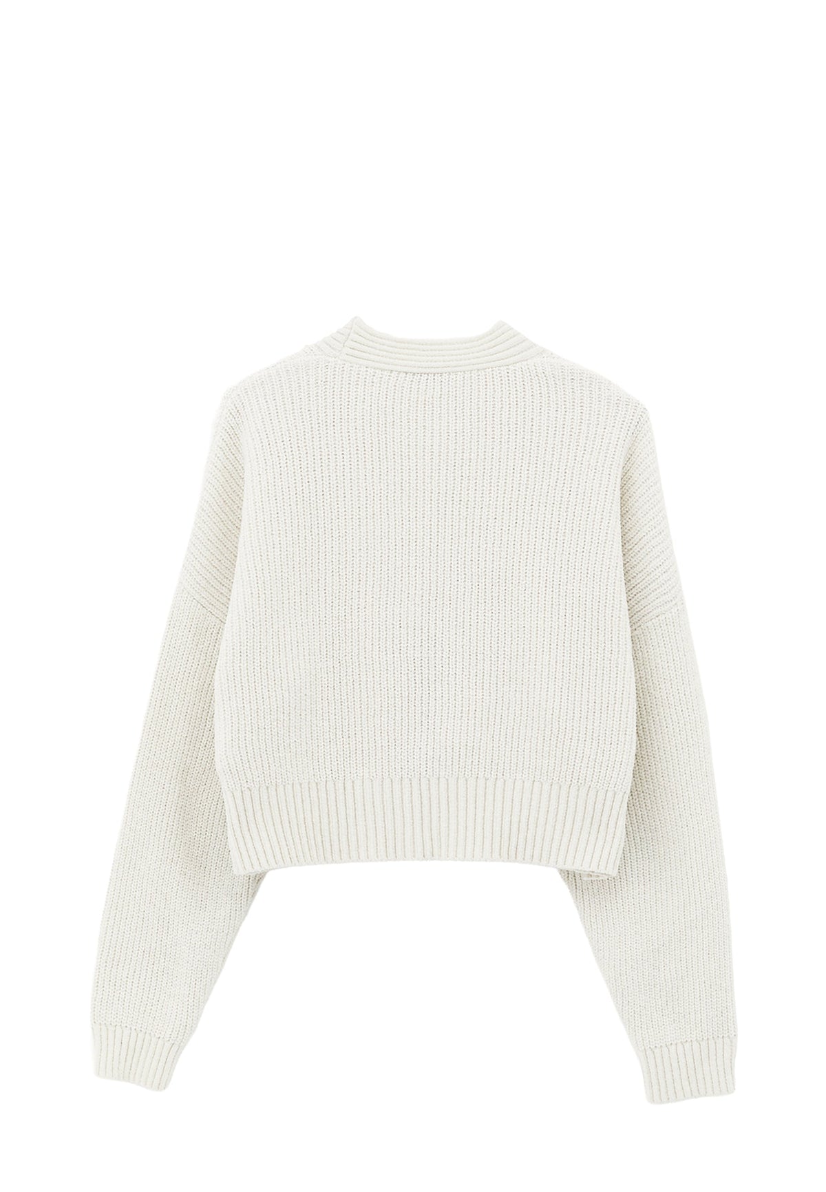 V Neck Long Sleeve Loose Cardigan - ICE MILK