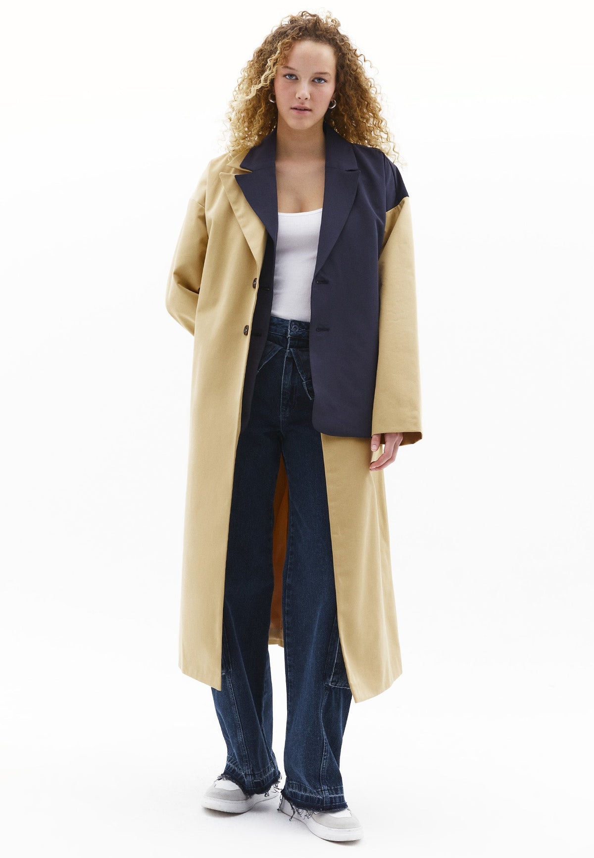 Asymmetric Collar Long Trench Coat - LARK