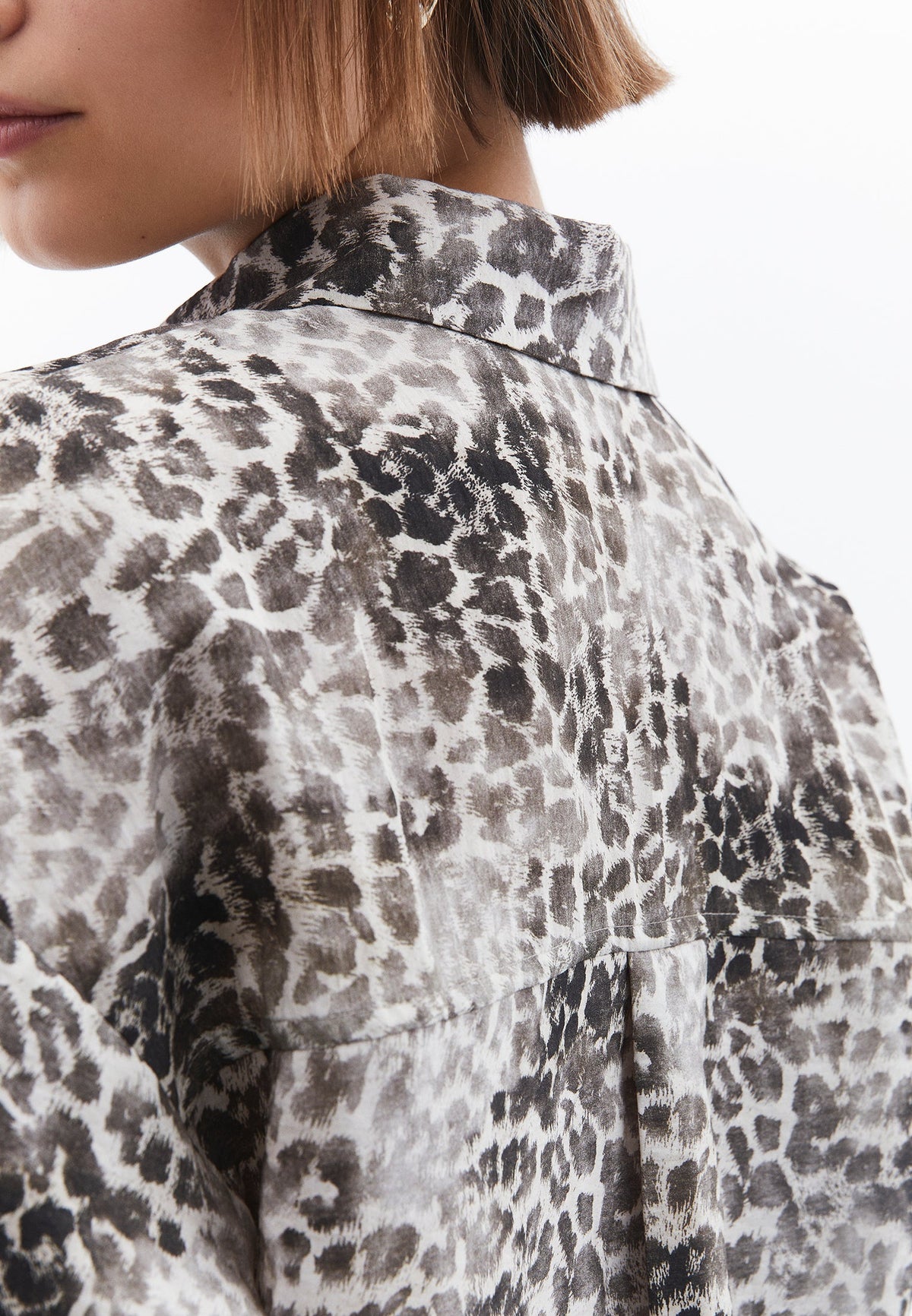Animal Pattern Button Detailed Oversize Shirt - LEO COMB