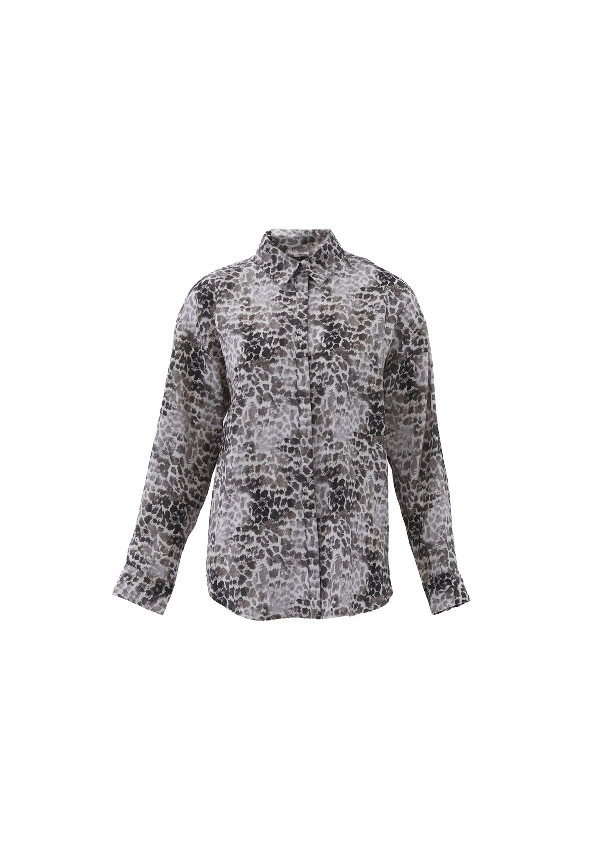Animal Pattern Button Detailed Oversize Shirt - LEO COMB