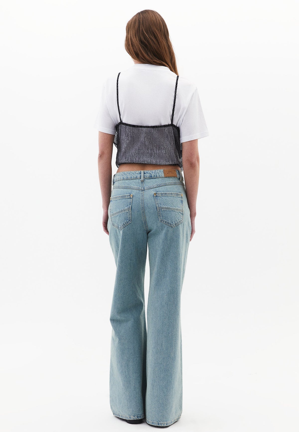 Wide Leg Standard High Waist Denim Pants - LIGHT GREEN DENIM