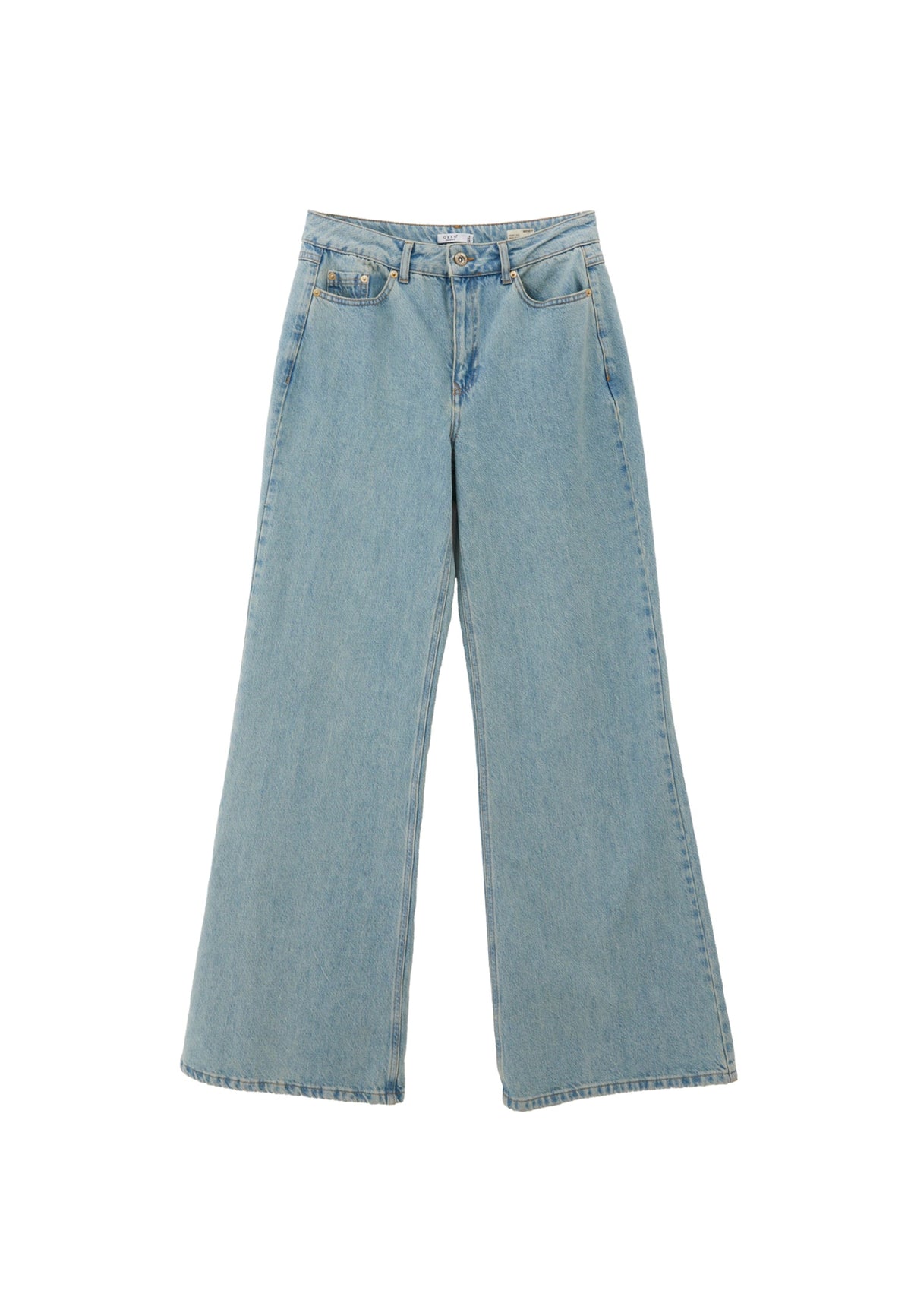 Wide Leg Standard High Waist Denim Pants - LIGHT GREEN DENIM