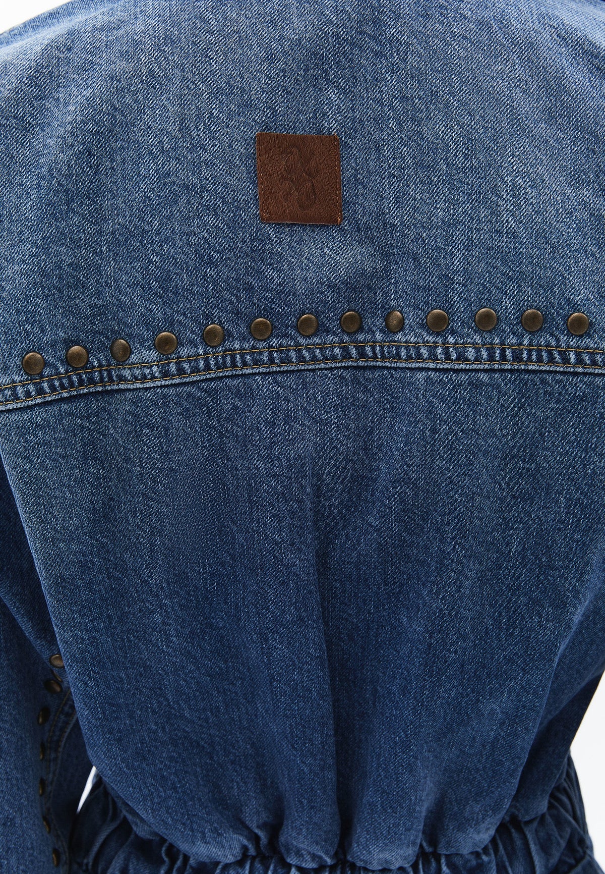Denim Oversize Long Jumpsuit - MID BLUE DENIM
