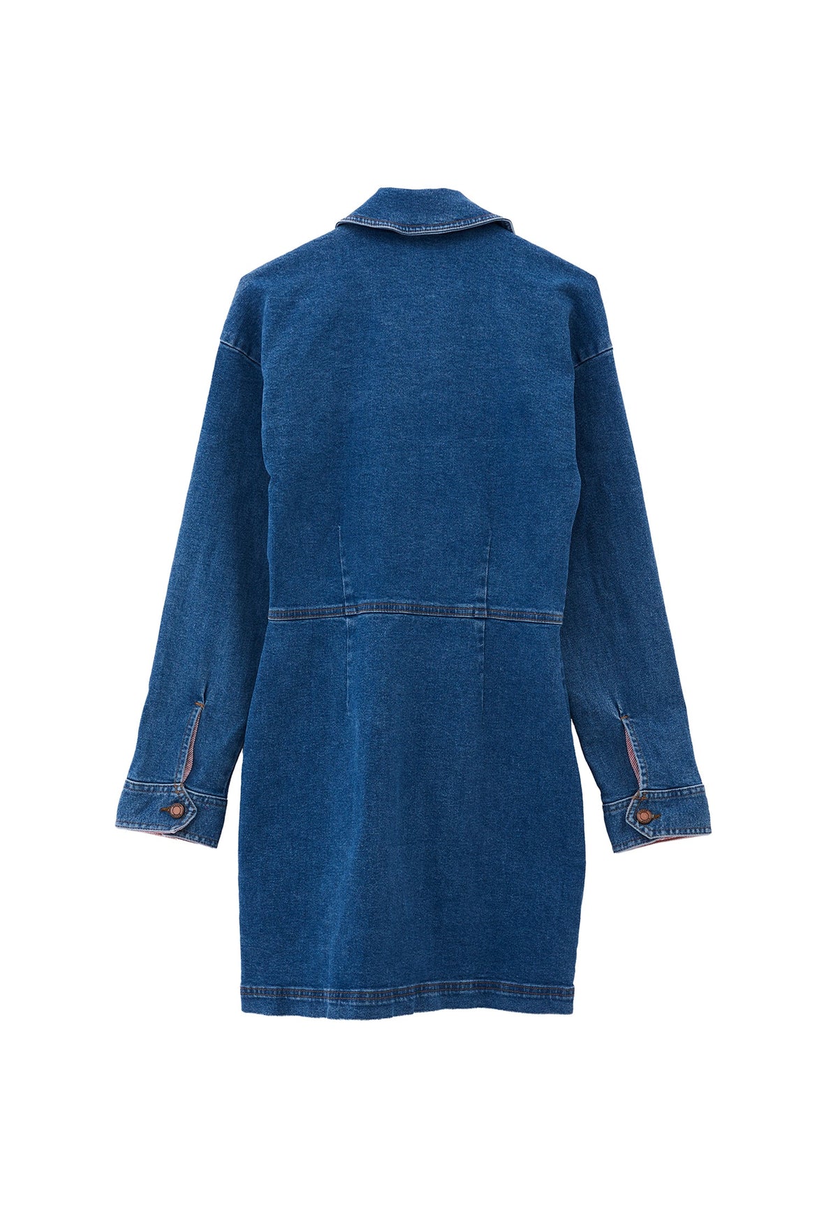 Loose Fit Short Jumpsuit Dress - MID BLUE DENIM