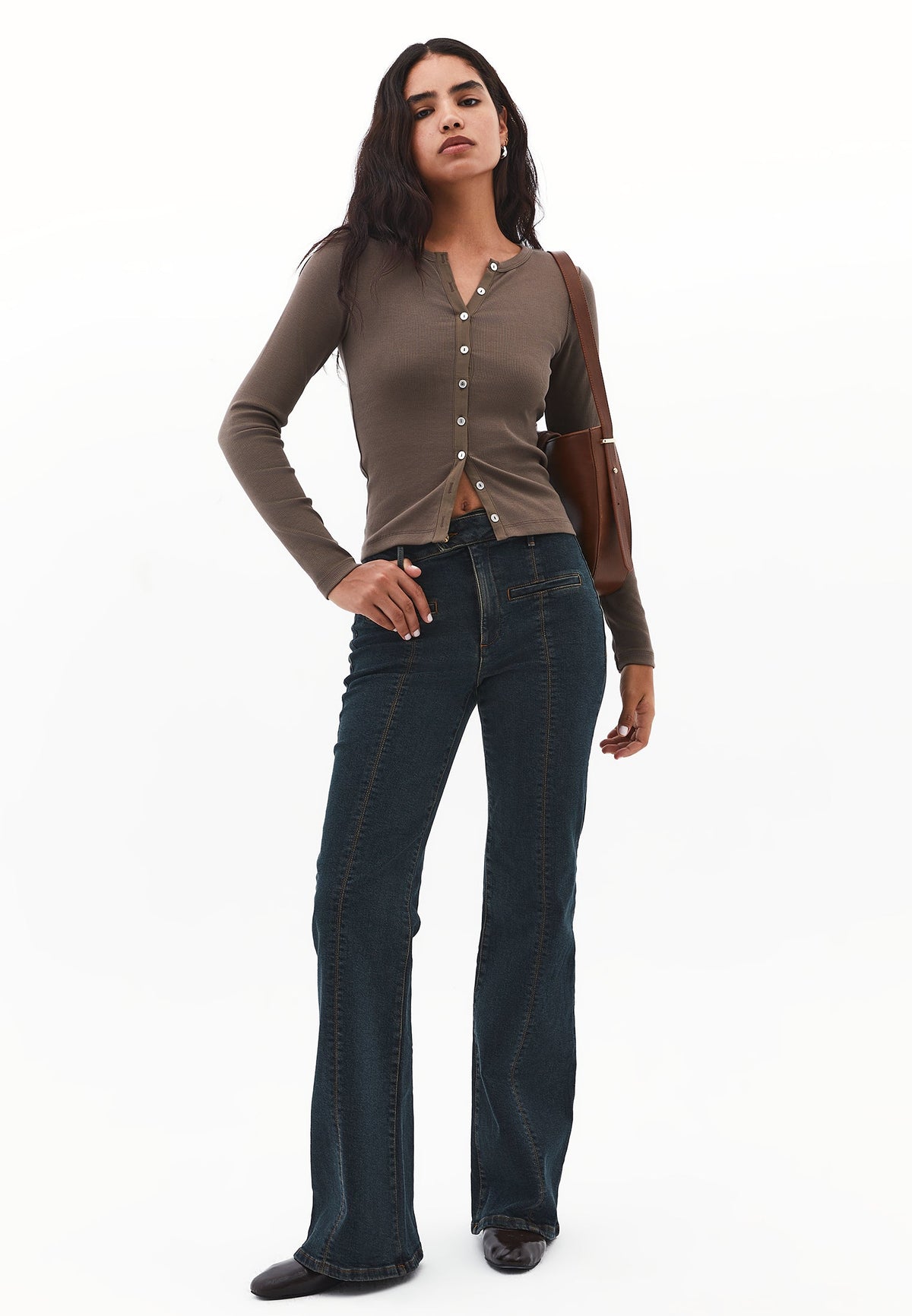 Spanish Leg Trousers - MID BROWN DENIM
