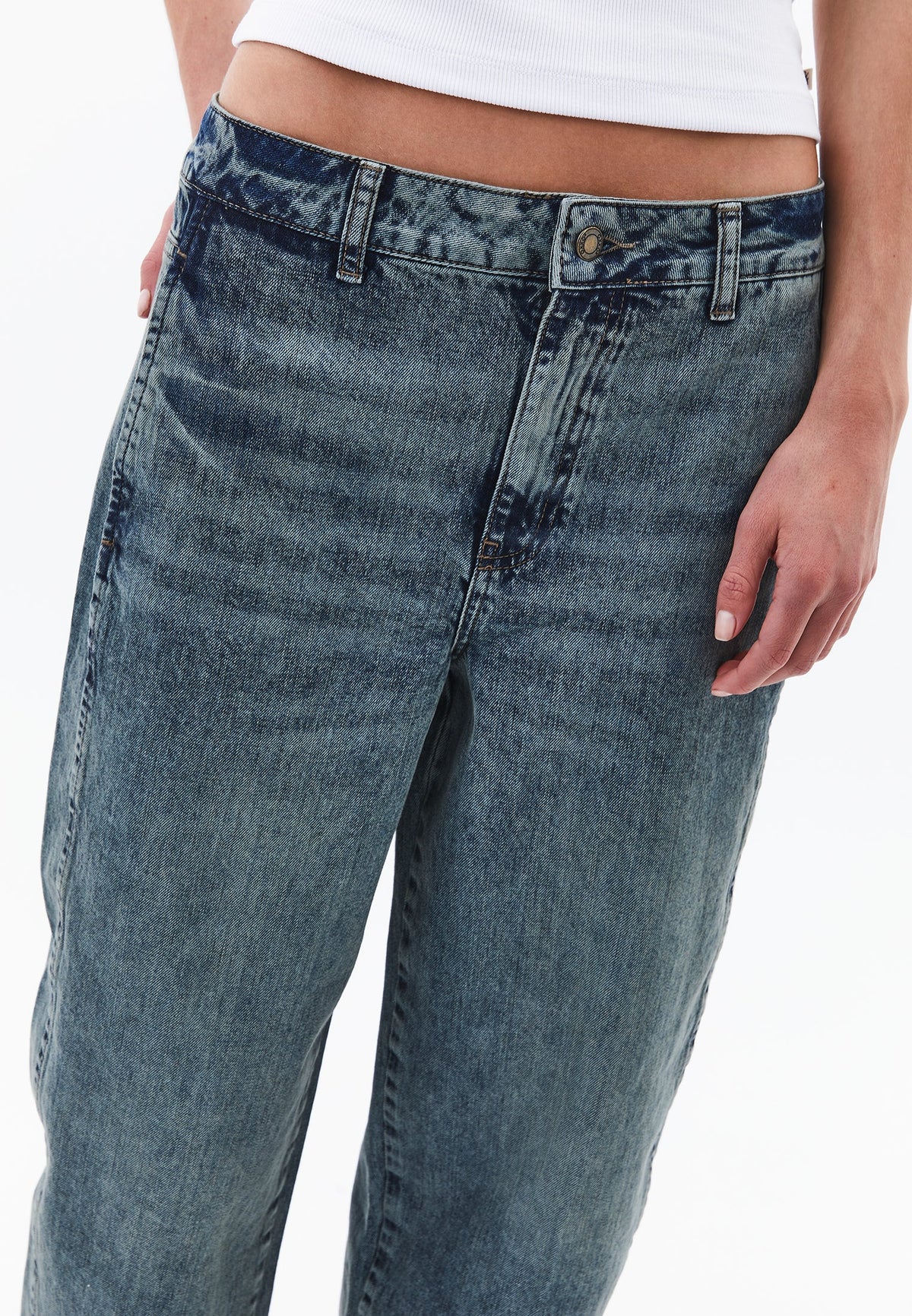 Barrel Leg Jeans - MID BROWN DENIM