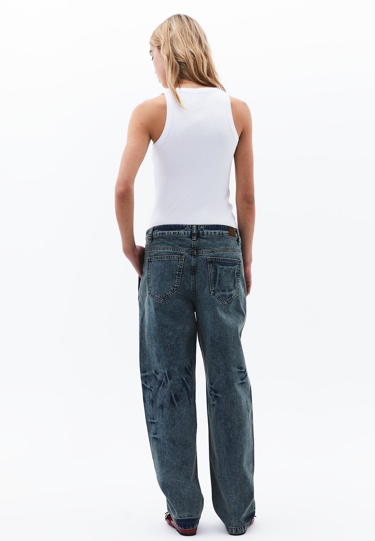 Barrel Leg Jeans - MID BROWN DENIM