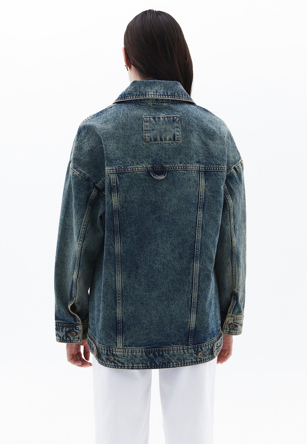 Oversize Tunic Denim Jacket - MID SAND DENIM