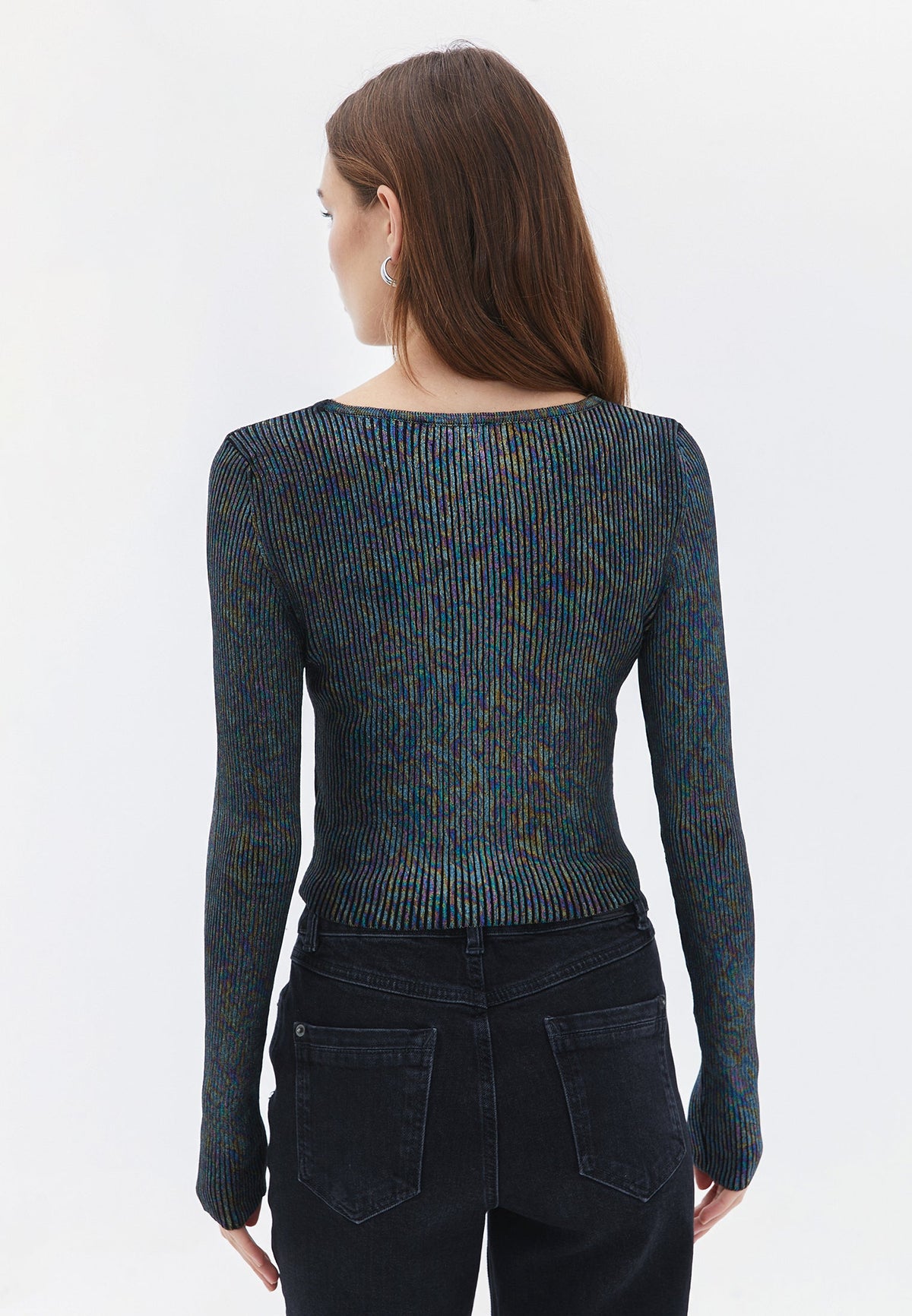 Crew Neck Raglan Sleeve Cropped Sweater - MIX COLOR