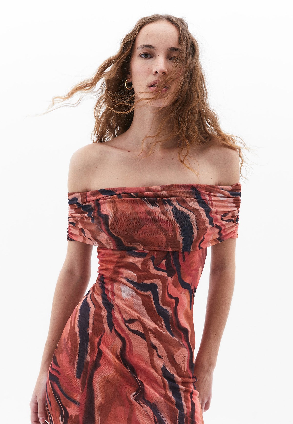 Off Shoulder Long Bodycon Dress - MIX COMB