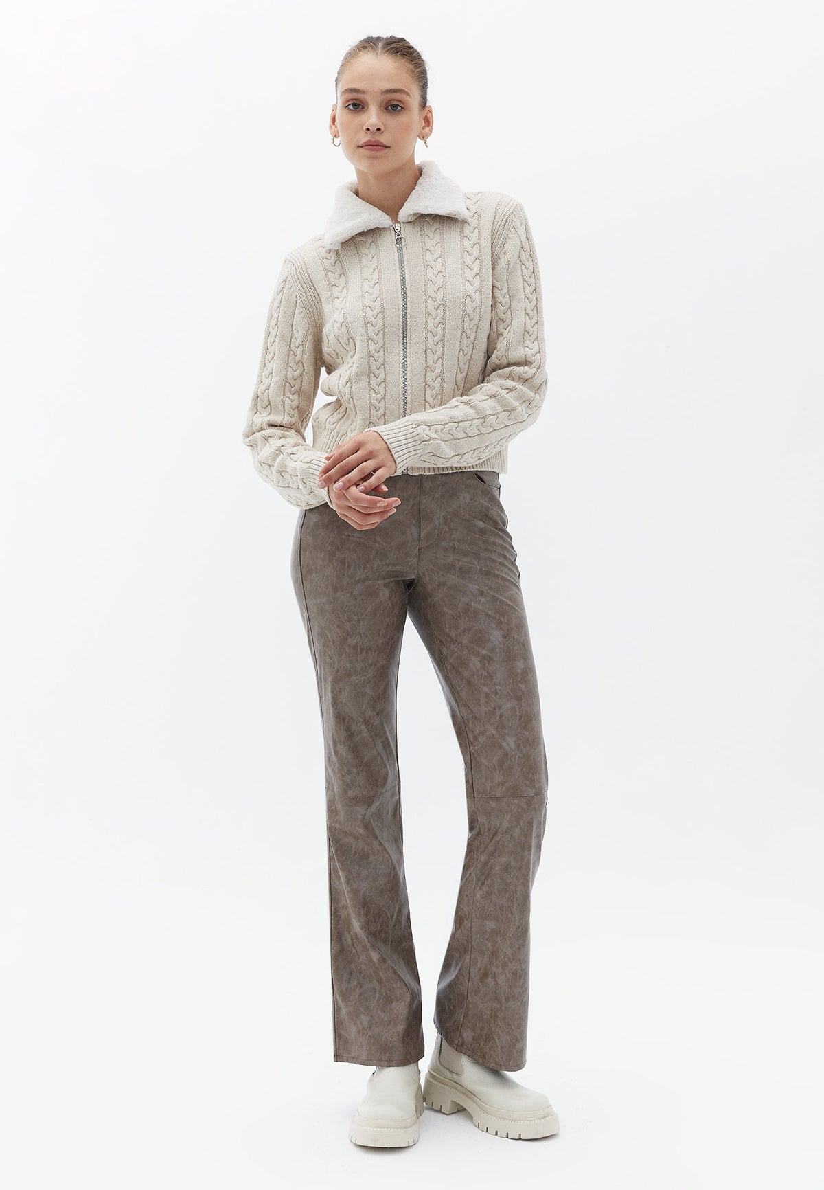 Bootcut Leather Pants With Straight Leg - MOUNTAIN TRAIL