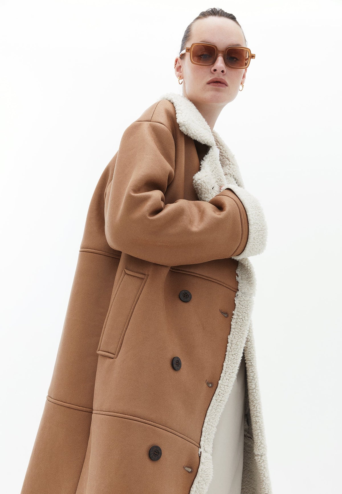 Long Loose Coat With Pocket Details - MOUNTAIN TRAIL