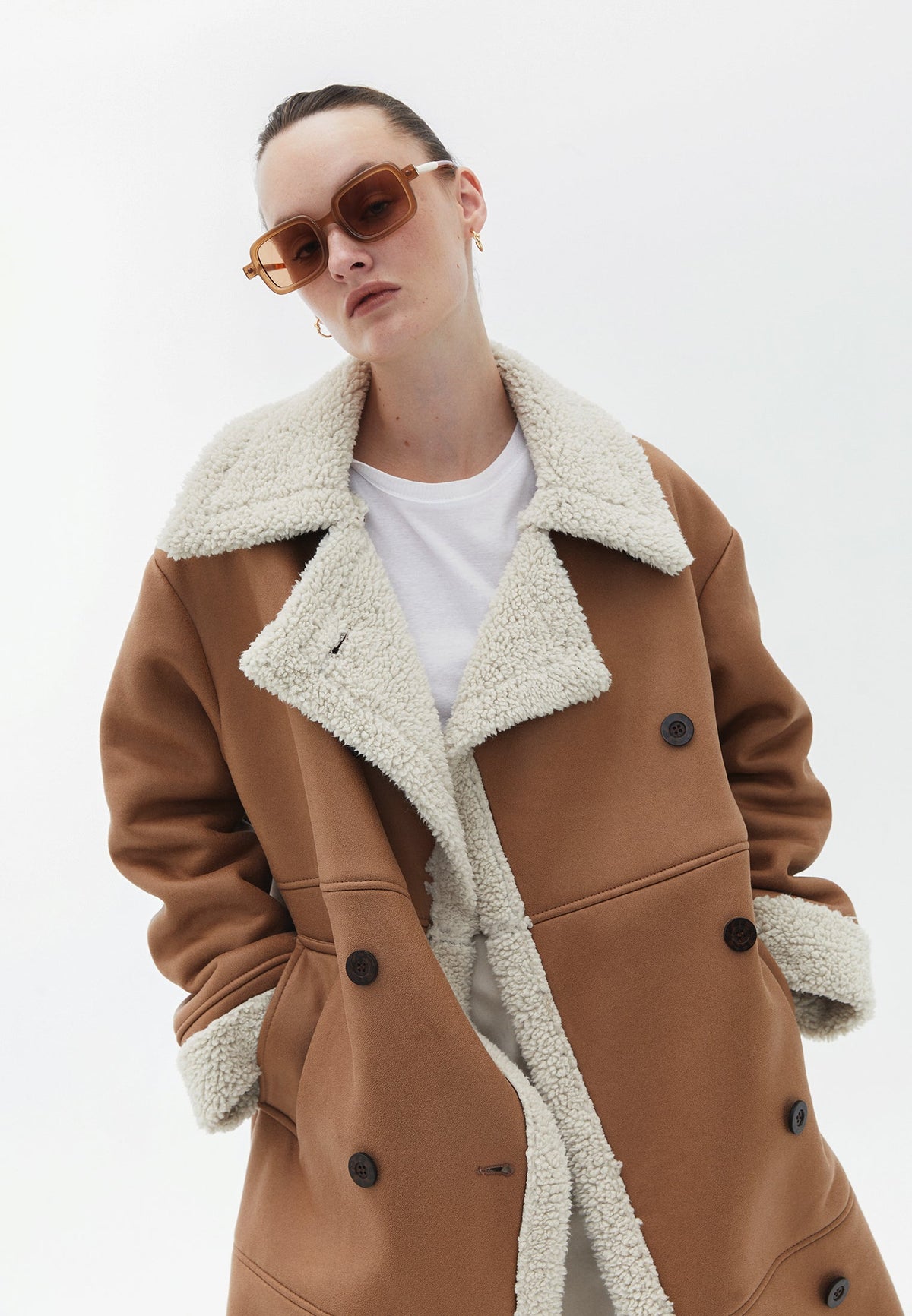 Long Loose Coat With Pocket Details - MOUNTAIN TRAIL