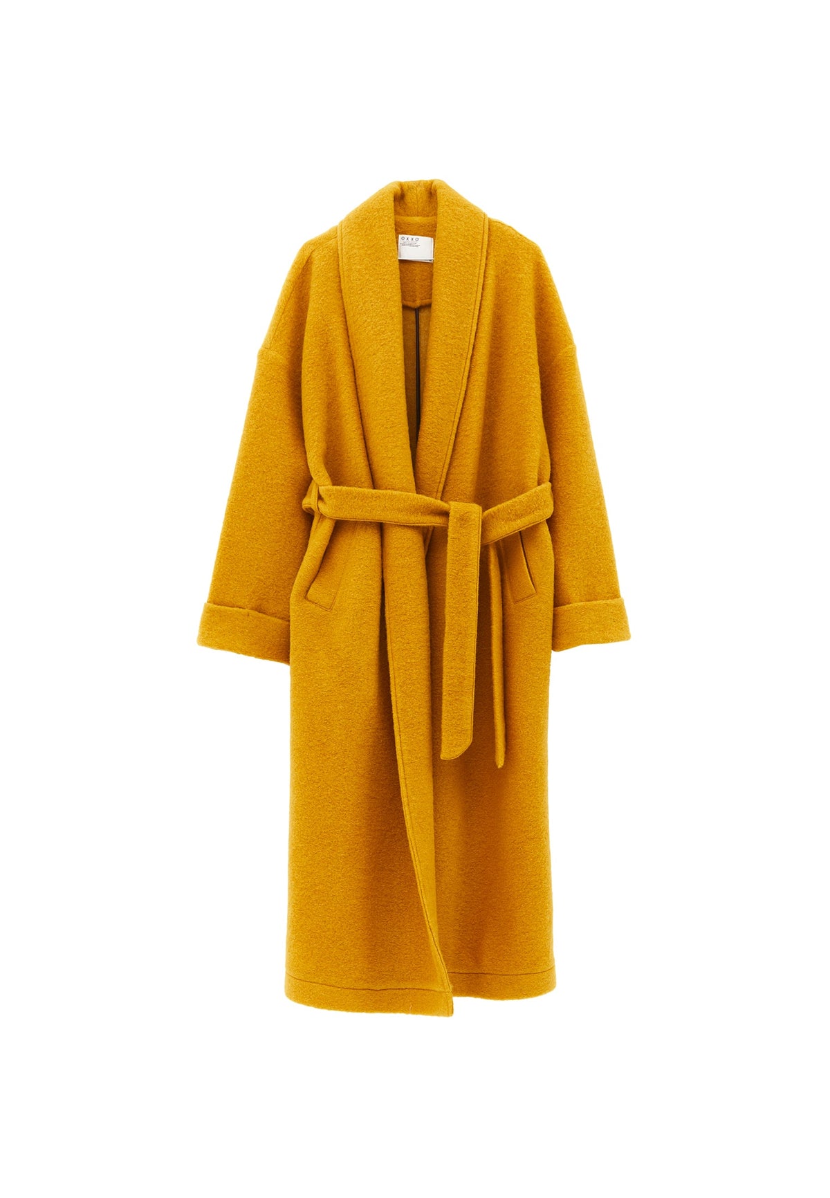 Long Coat With Shawl Collar And Belt Detail - NARCISSUS