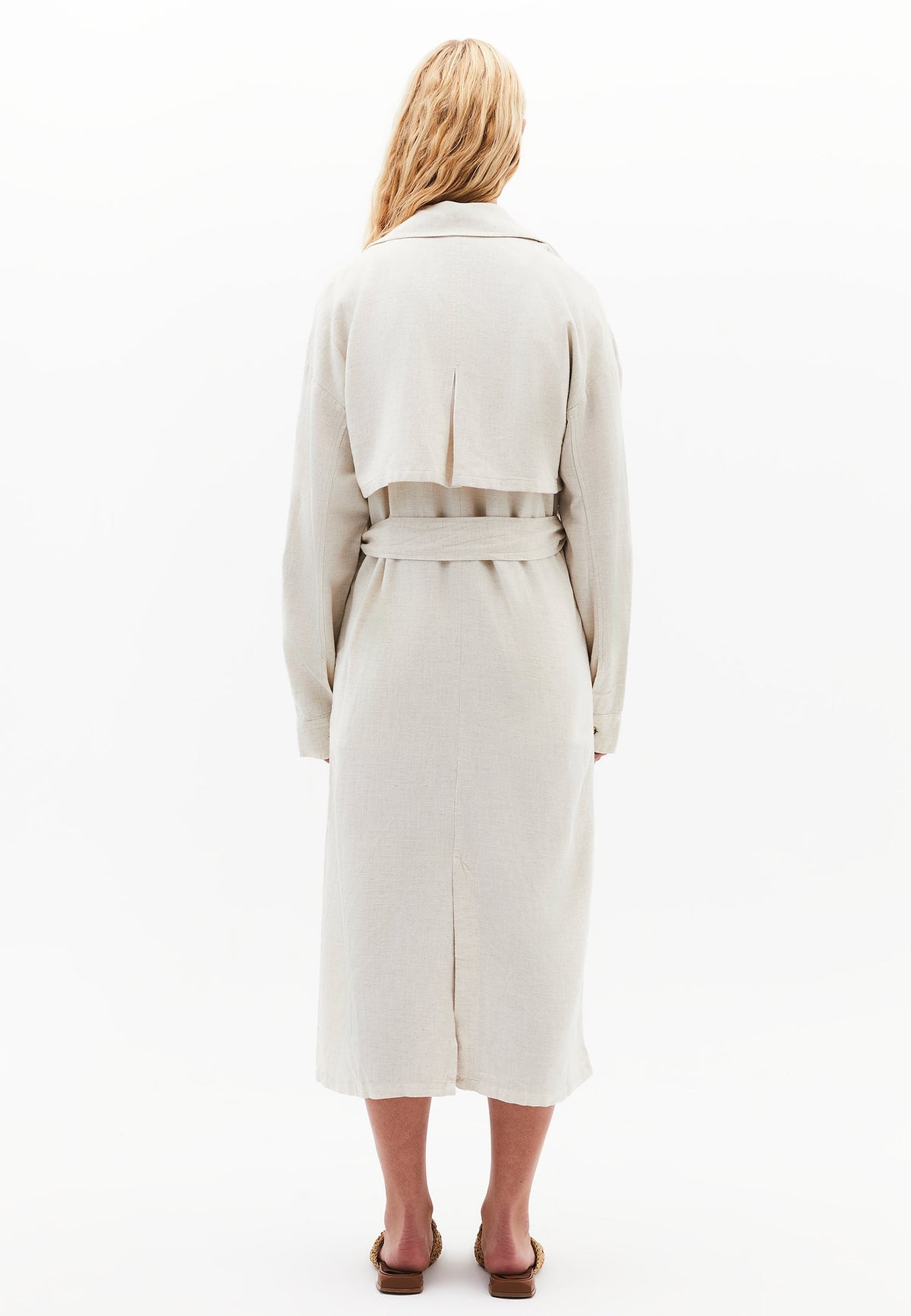 Belted Polo Collar Trenchcoat - NATURAL