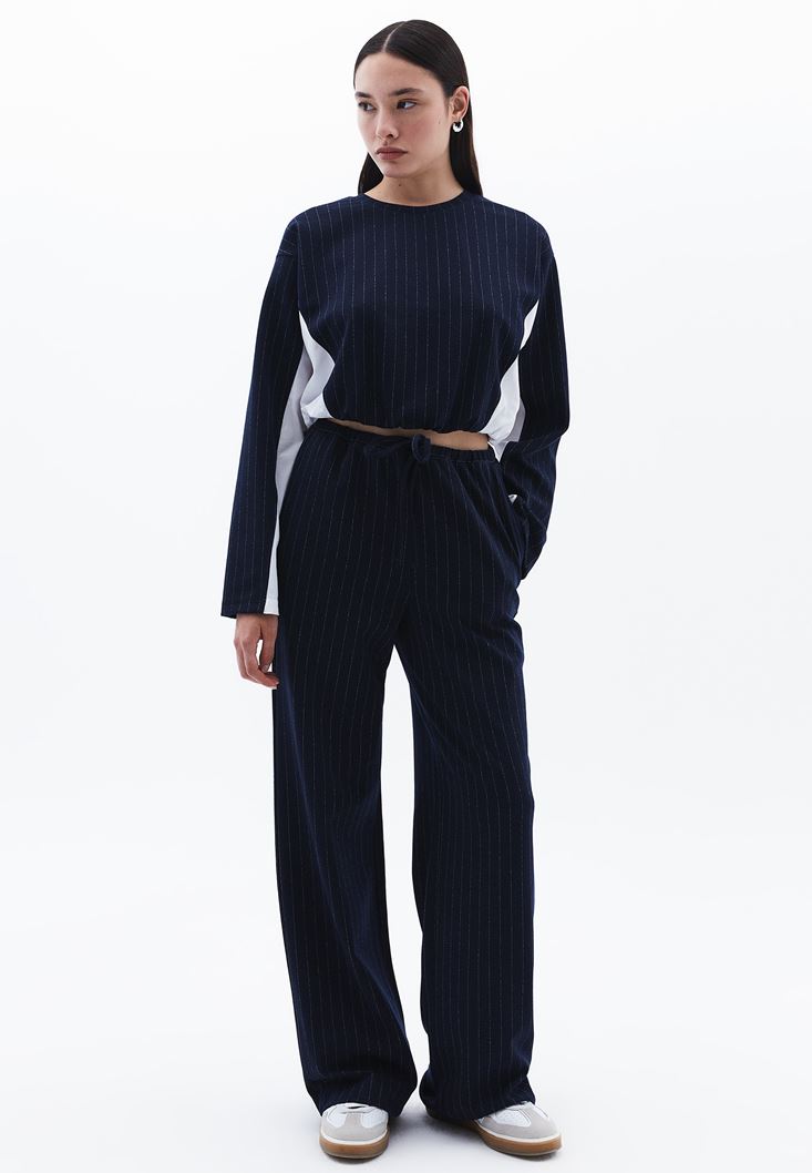 High Waist Straight Leg Pocket Detailed Pants - NAVAL ACADEMY