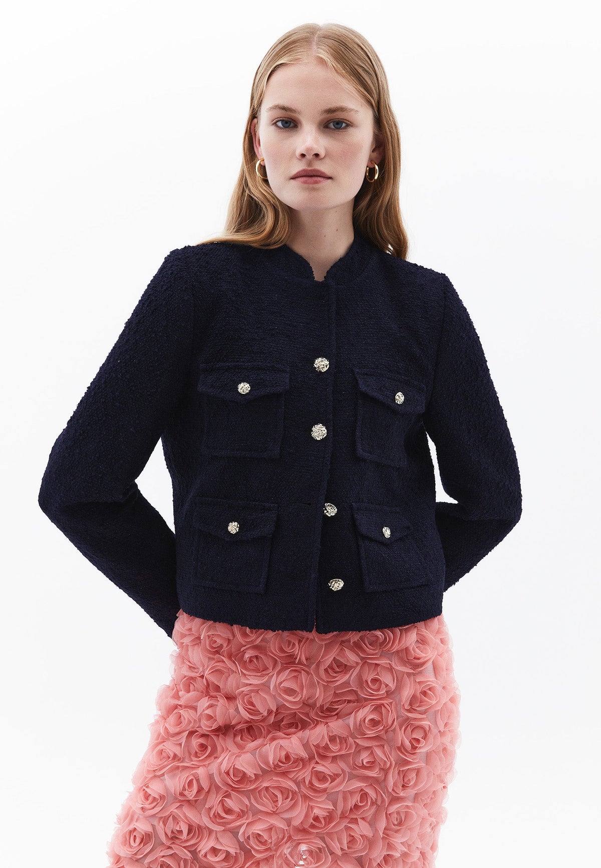 Short Tweed Jacket With Pocket Detail - NAVAL ACADEMY