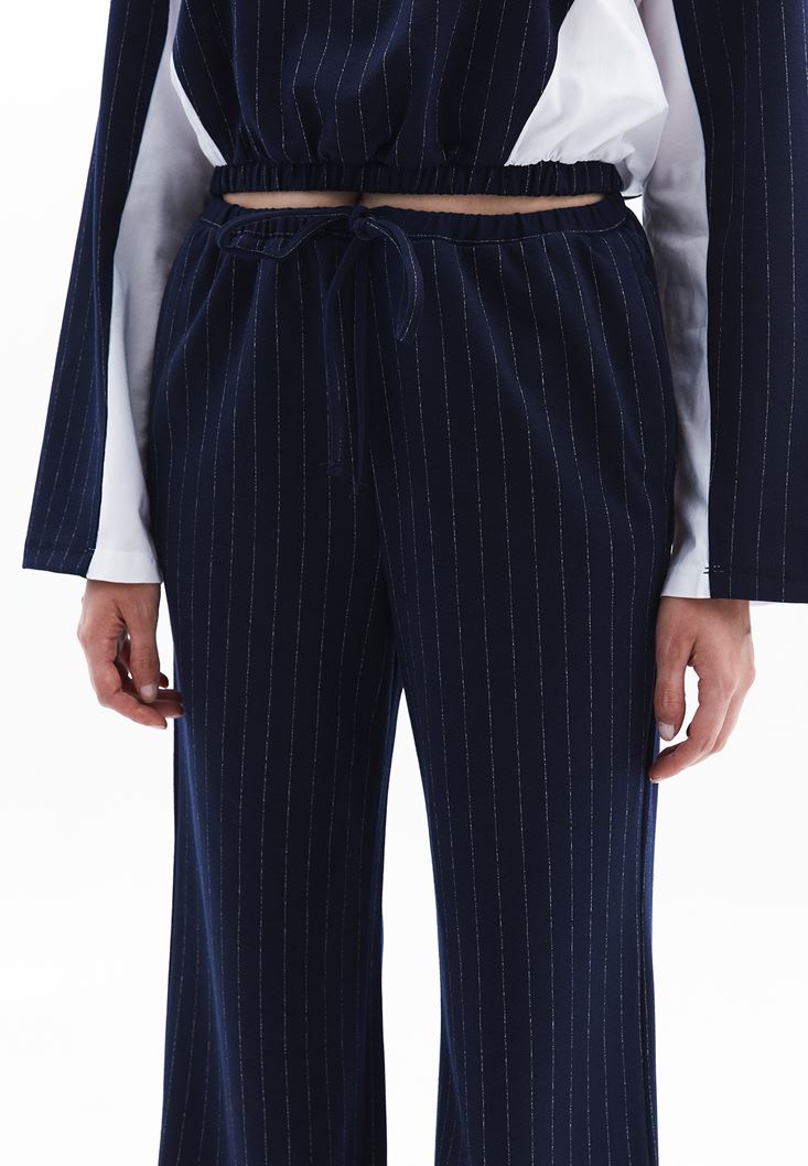 High Waist Straight Leg Pocket Detailed Pants - NAVAL ACADEMY