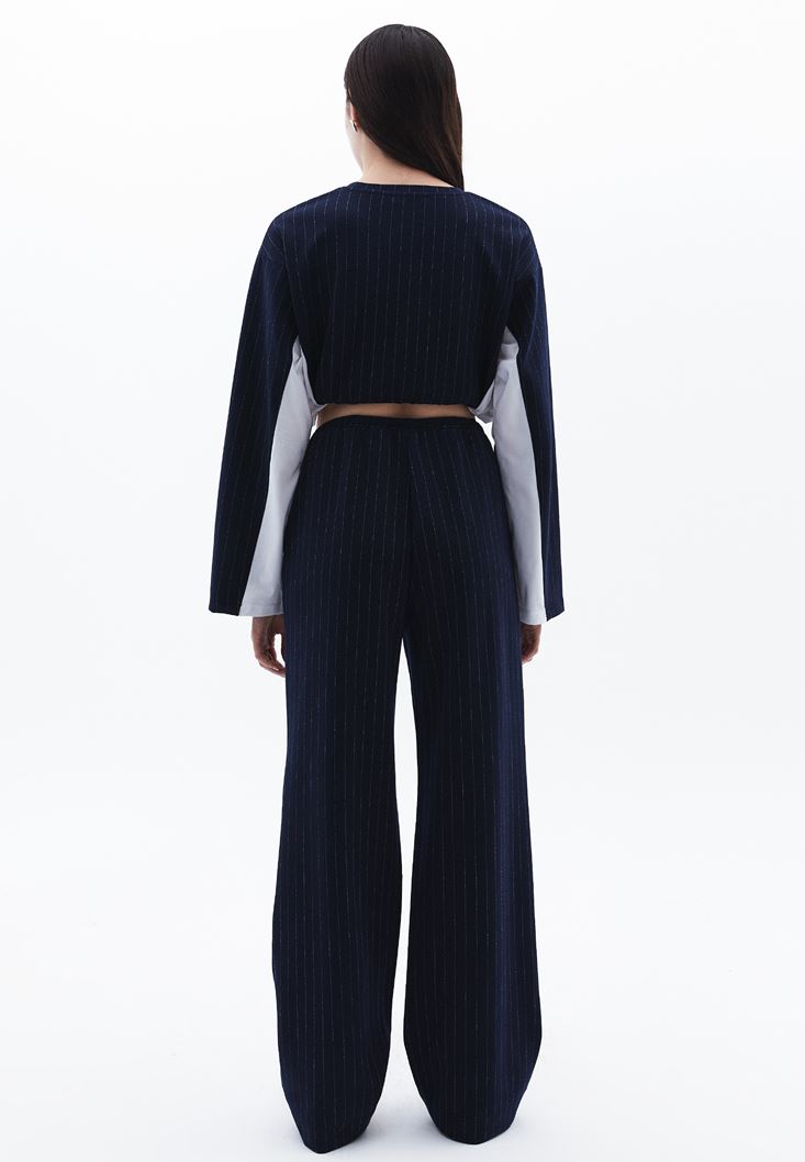 High Waist Straight Leg Pocket Detailed Pants - NAVAL ACADEMY