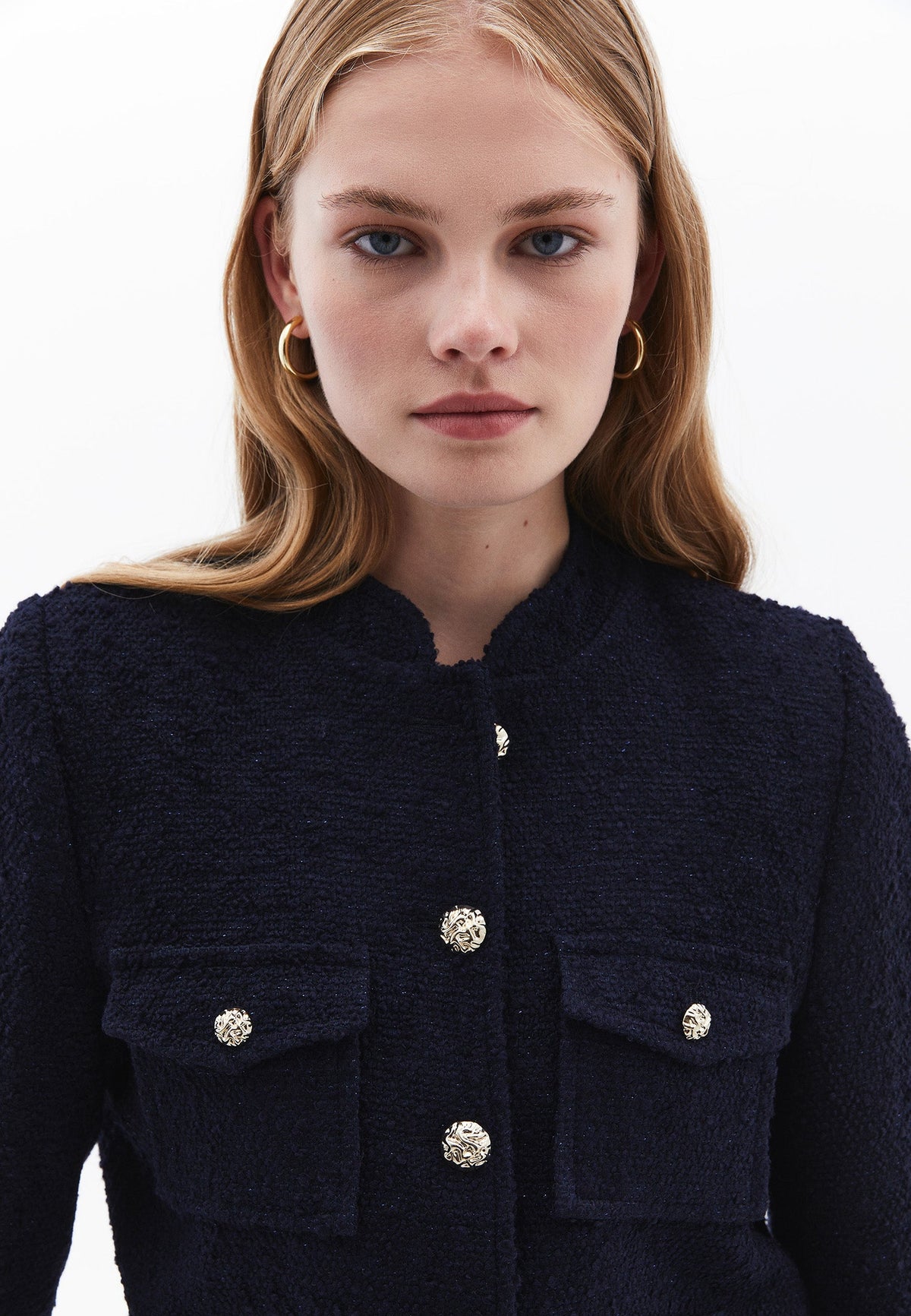 Short Tweed Jacket With Pocket Detail - NAVAL ACADEMY