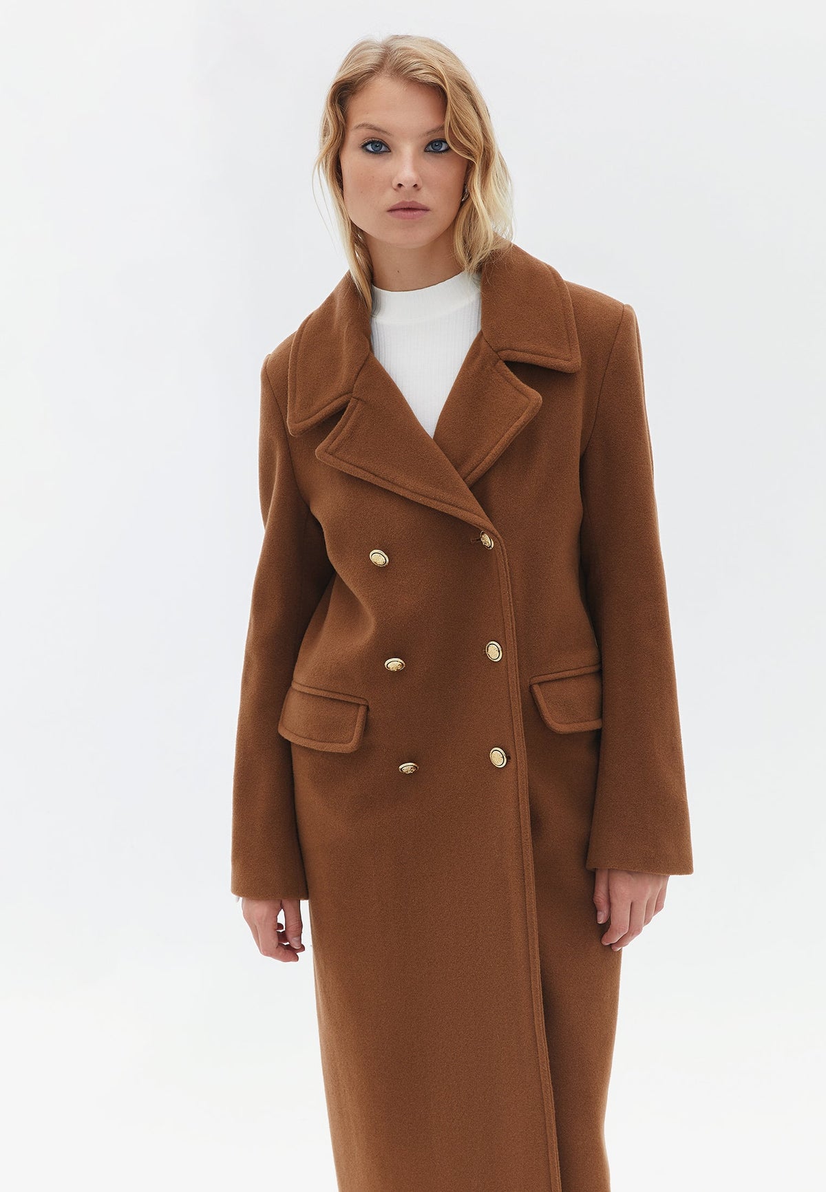 Long Coat With Button Details - NUTHATCH