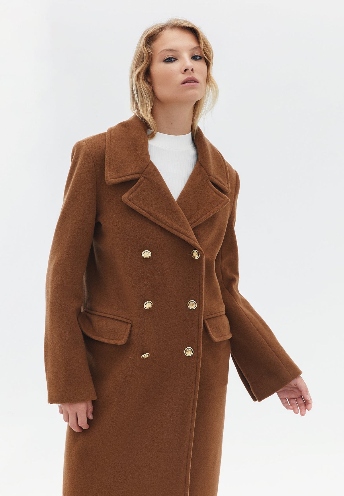 Long Coat With Button Details - NUTHATCH